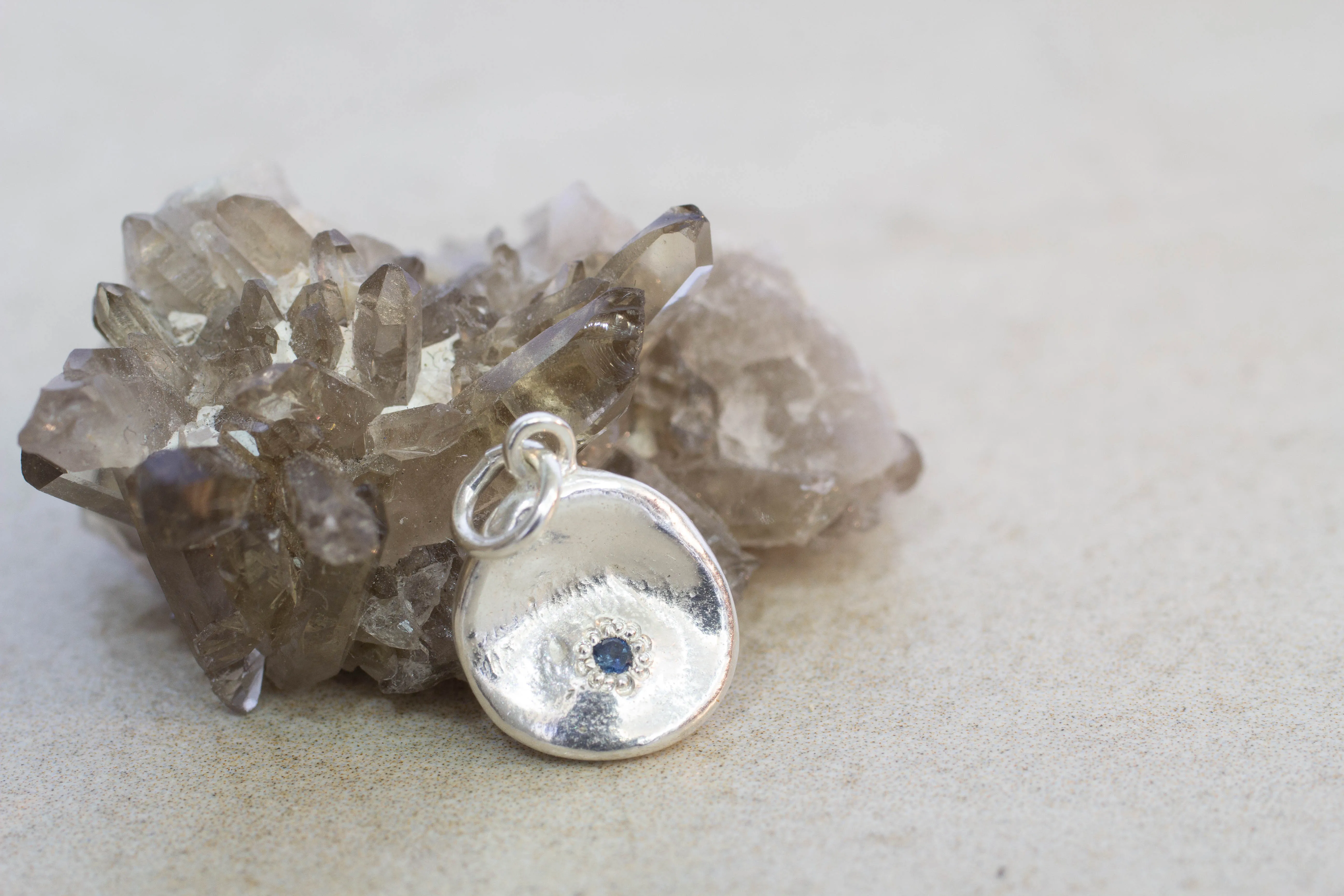 Water Drop Charm with Sapphire - Sterling Silver sold by Sophie Divett Jewelry product image thumbnail 2