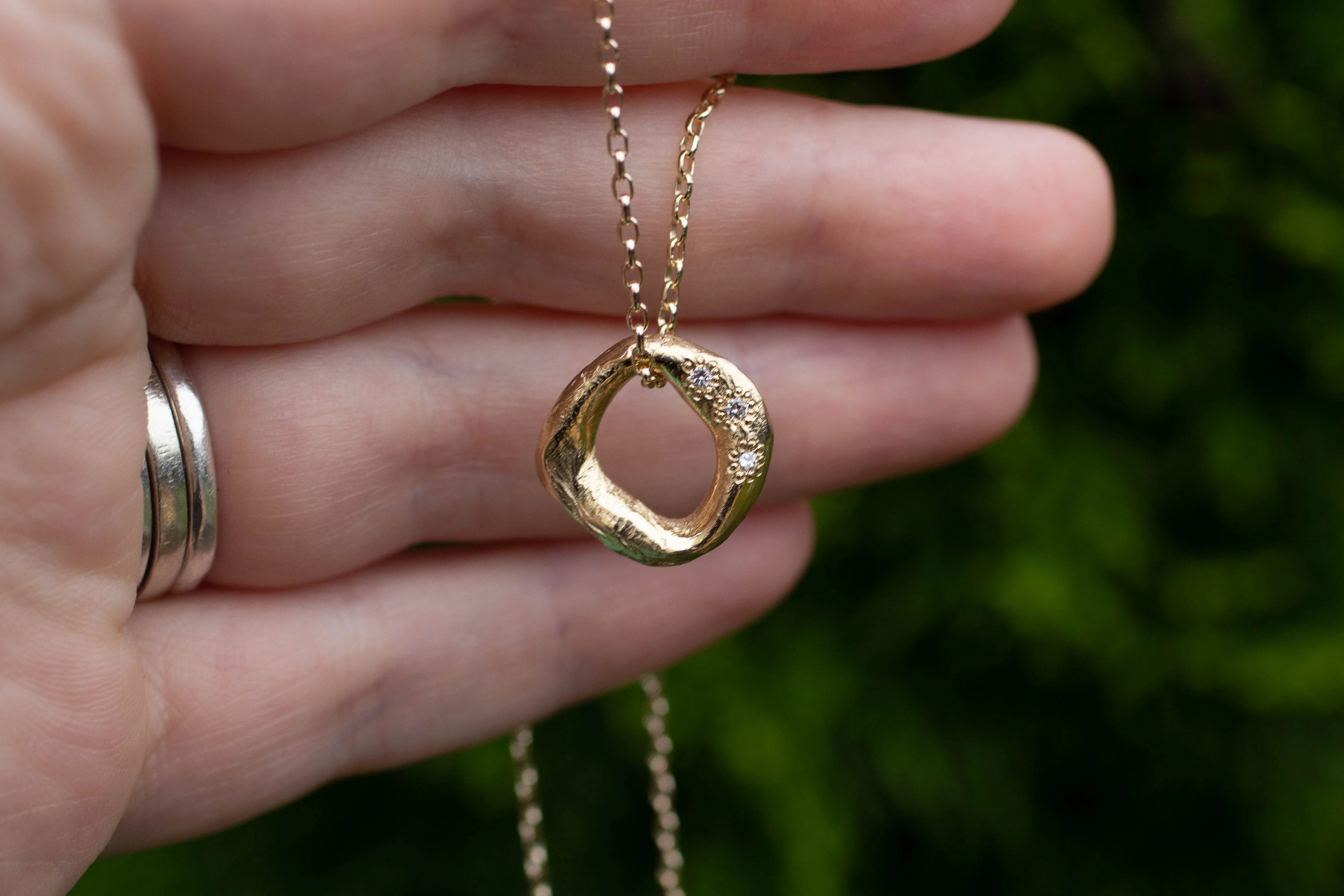 Circle Pendant - Yellow Gold with Diamonds - Large sold by Sophie Divett Jewelry product image thumbnail 2