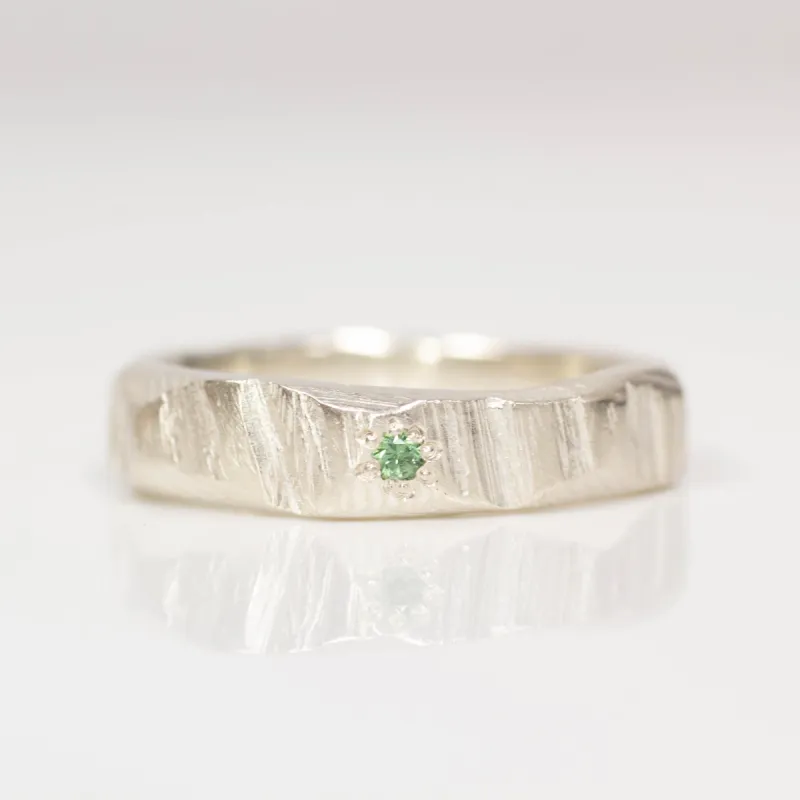 SAMPLE SALE: Bark Ring with Tourmaline - Sterling Silver - 3mm (O) sold by Sophie Divett Jewelry