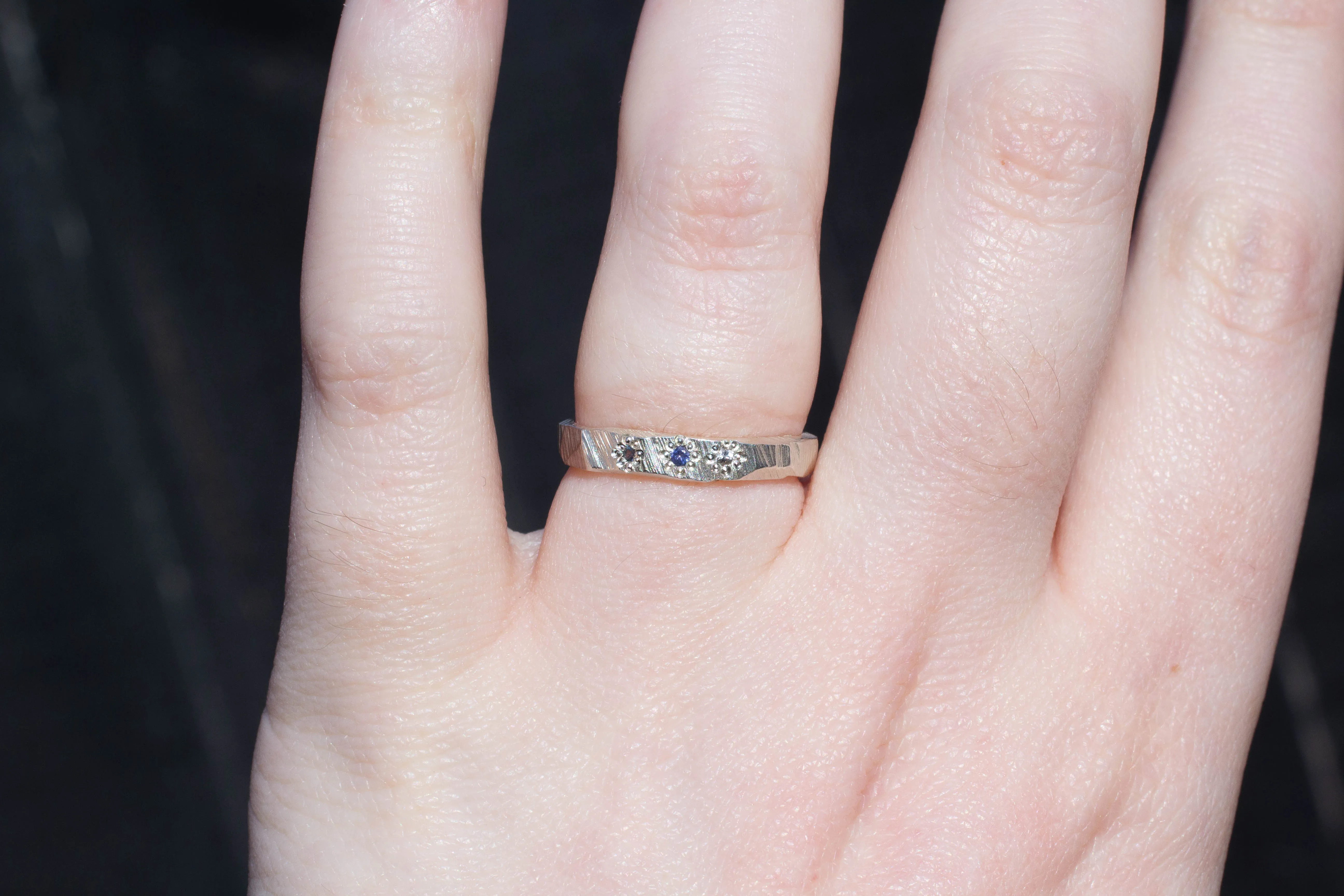 Narrow Bark Band with Blue Sapphires - Sterling Silver sold by Sophie Divett Jewelry product image thumbnail 5