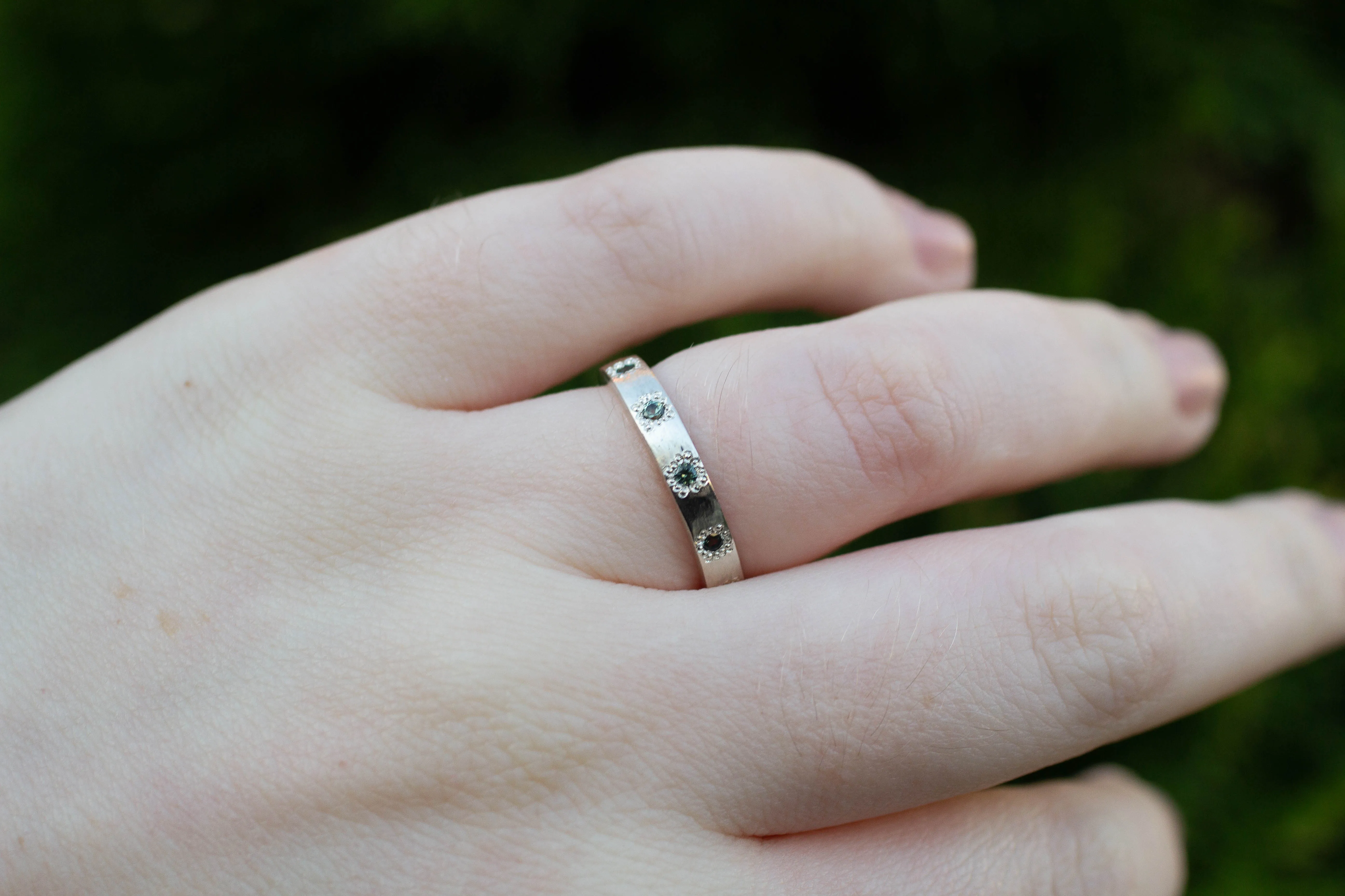 Eternity Band - 9ct White Gold with Green-Blue Sapphires sold by Sophie Divett Jewelry product image thumbnail 5