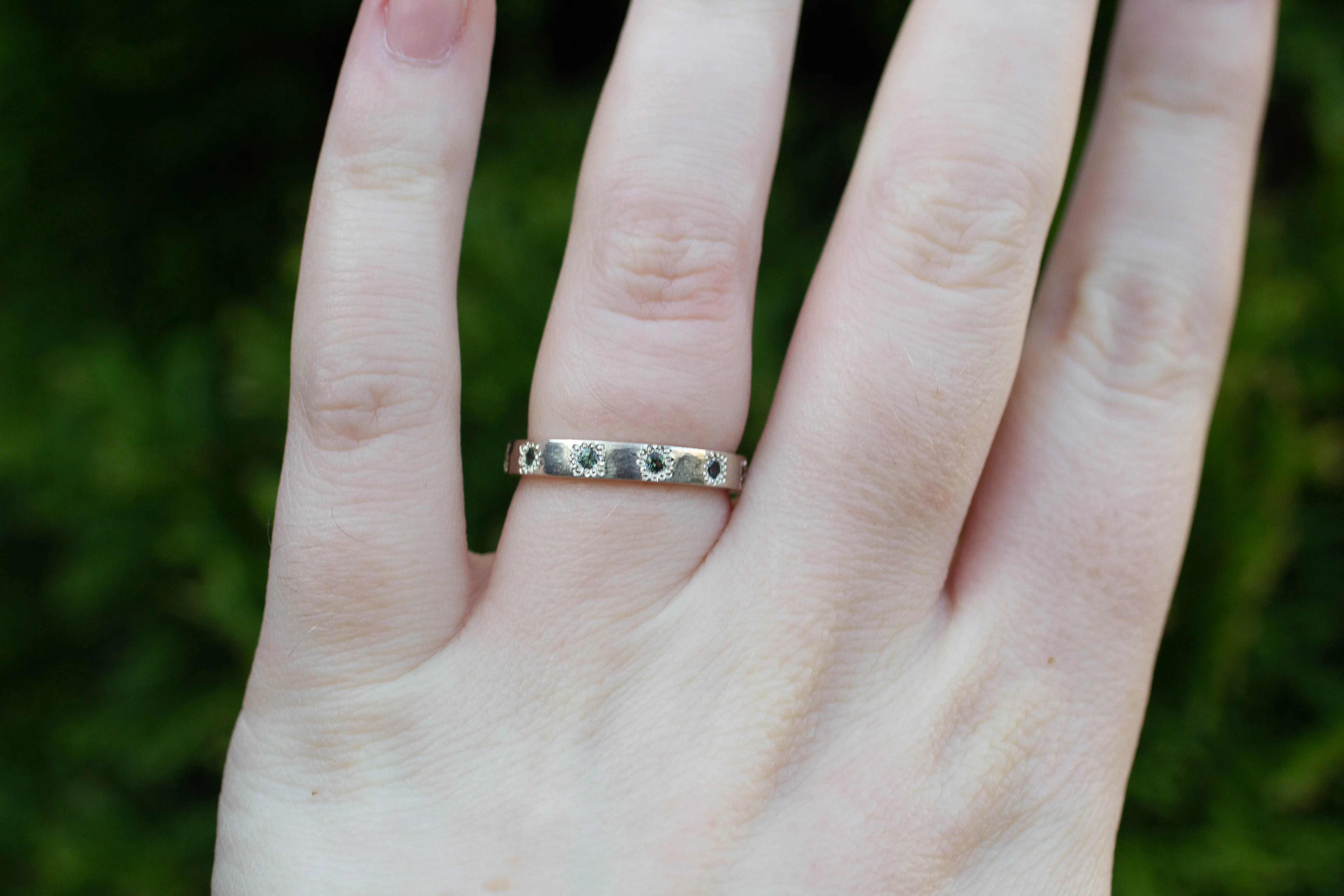 Eternity Band - 9ct White Gold with Green-Blue Sapphires sold by Sophie Divett Jewelry product image thumbnail 3