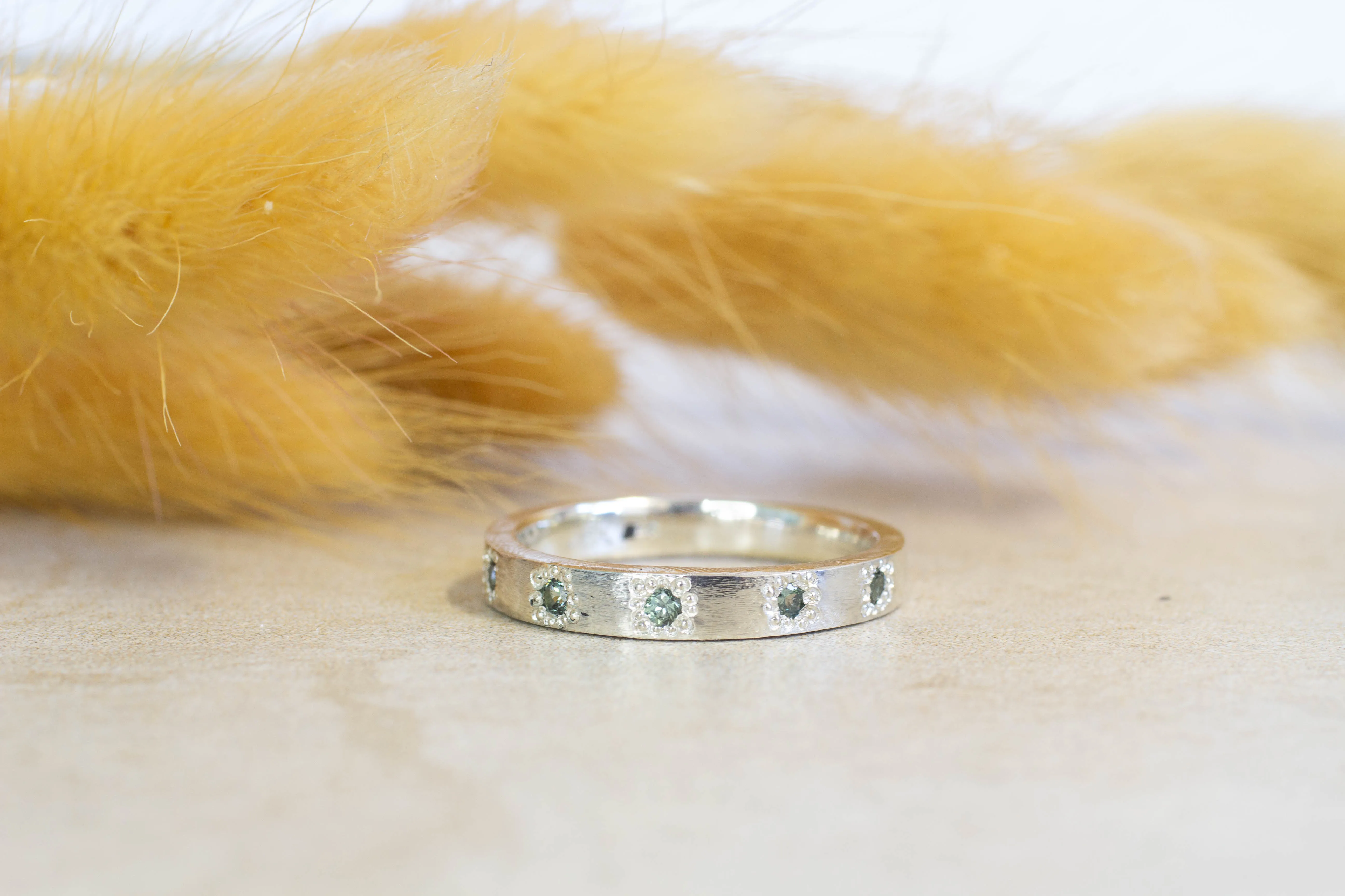 Eternity Band - 9ct White Gold with Green-Blue Sapphires sold by Sophie Divett Jewelry product image thumbnail 2