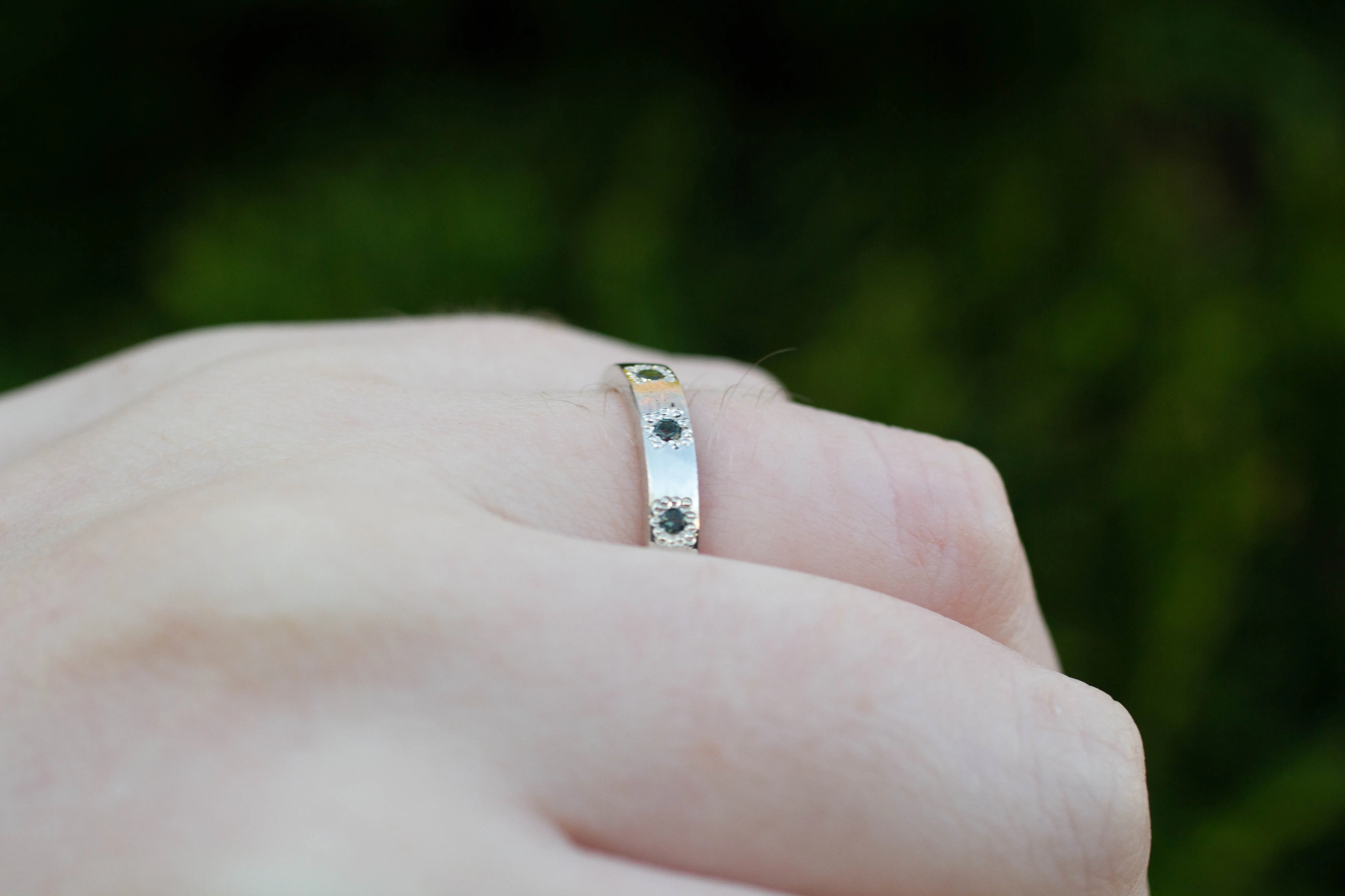 Eternity Band - 9ct White Gold with Green-Blue Sapphires sold by Sophie Divett Jewelry product image thumbnail 4