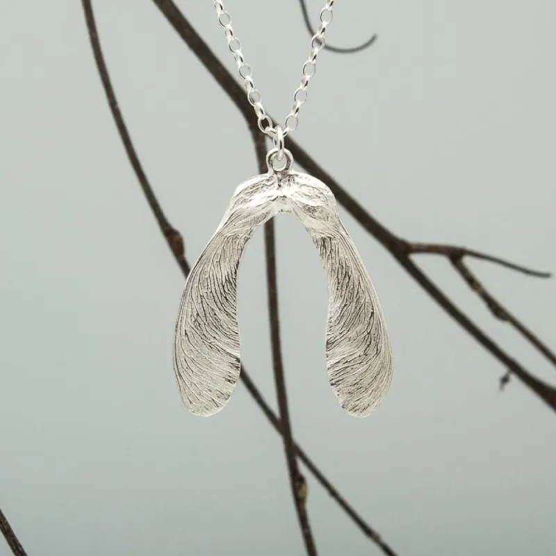 Sycamore Seed Necklace - Double - Sterling Silver sold by Sophie Divett Jewelry