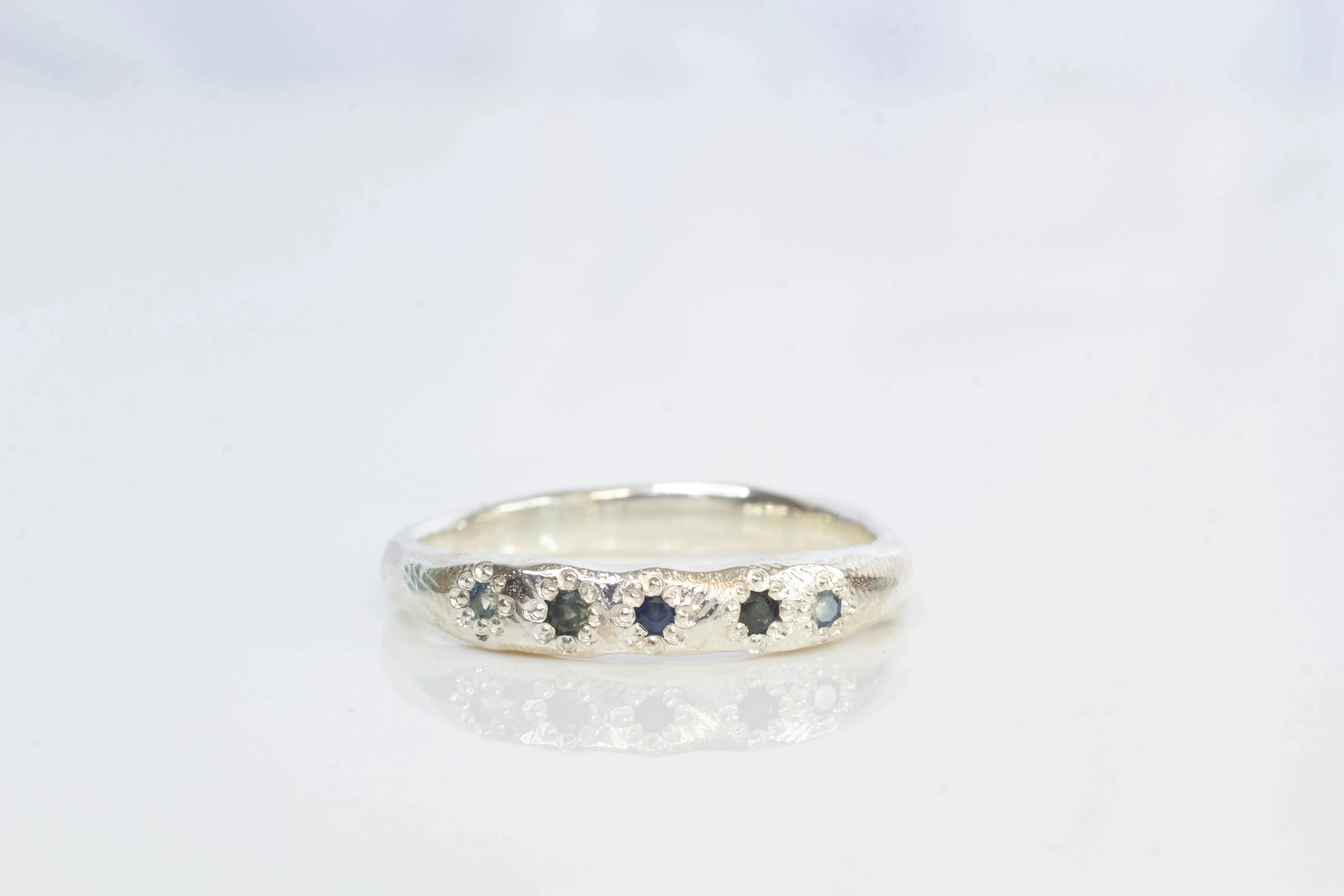 Subtle Band with Blue and Green Sapphires - Sterling Silver sold by Sophie Divett Jewelry product image thumbnail 3