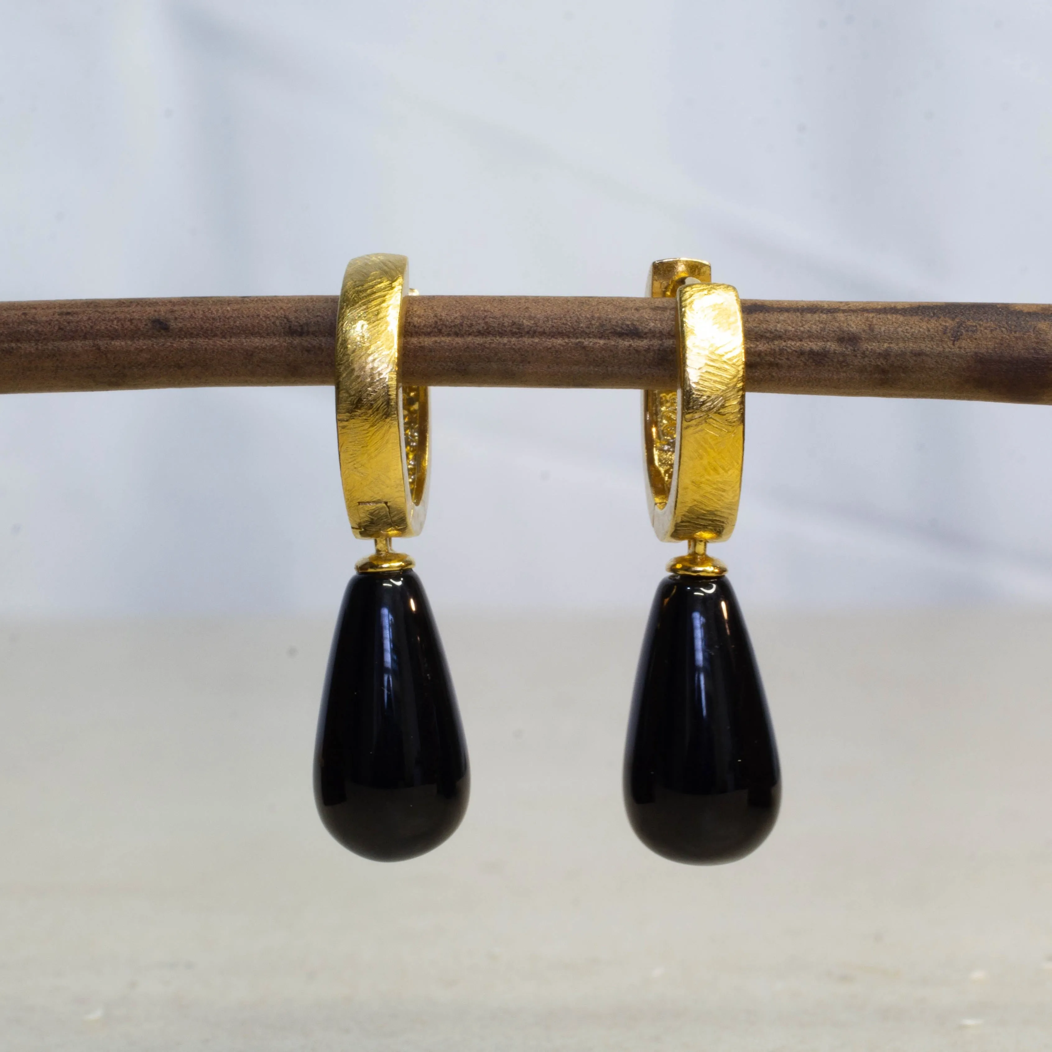 Endora Hoops - Gold Plated with Onyx sold by Sophie Divett Jewelry product image thumbnail 3