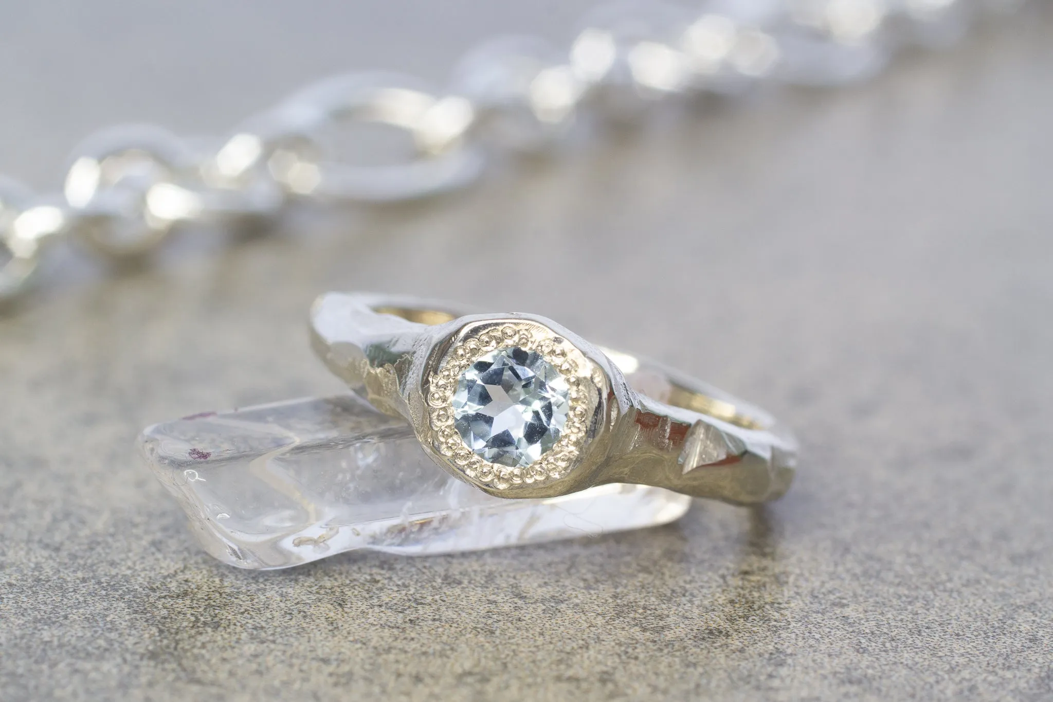 Spring Ring - 9ct White Gold with Light Blue Topaz sold by Sophie Divett Jewelry product image thumbnail 2