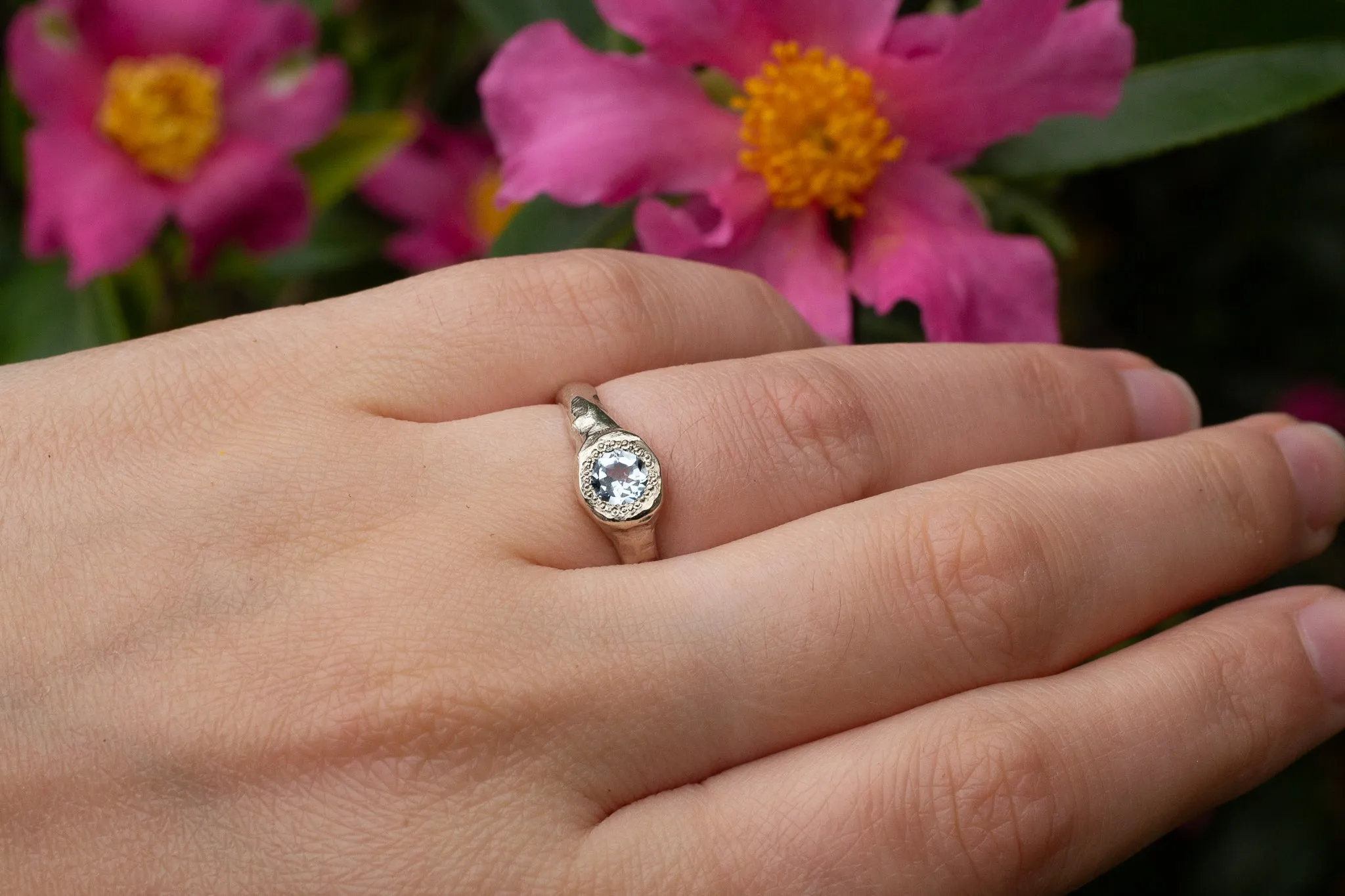 Spring Ring - 9ct White Gold with Light Blue Topaz sold by Sophie Divett Jewelry product image thumbnail 4