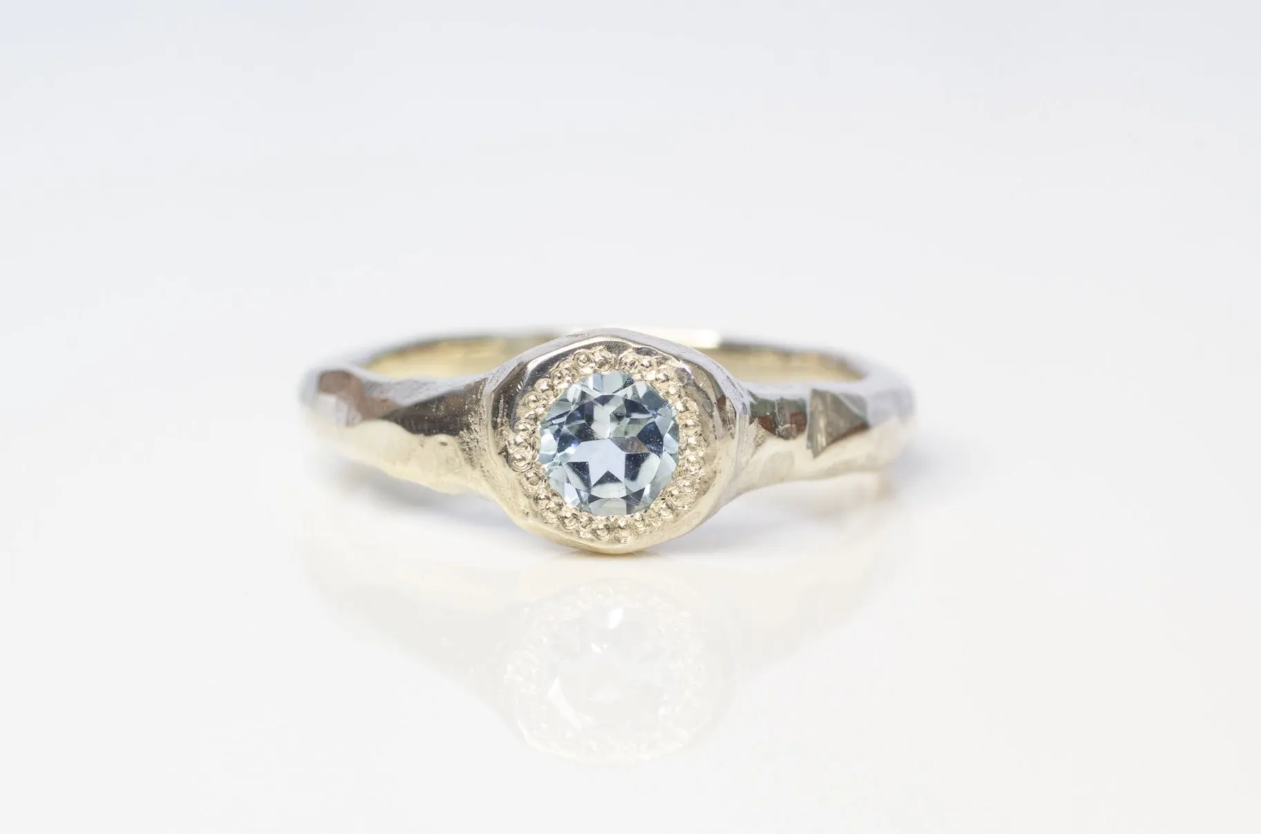 Spring Ring - 9ct White Gold with Light Blue Topaz sold by Sophie Divett Jewelry