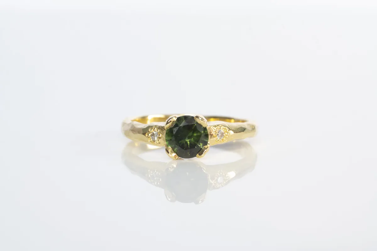 Mira Ring - 18ct Yellow Gold with 0.84ct Green Sapphire and Diamonds sold by Sophie Divett Jewelry