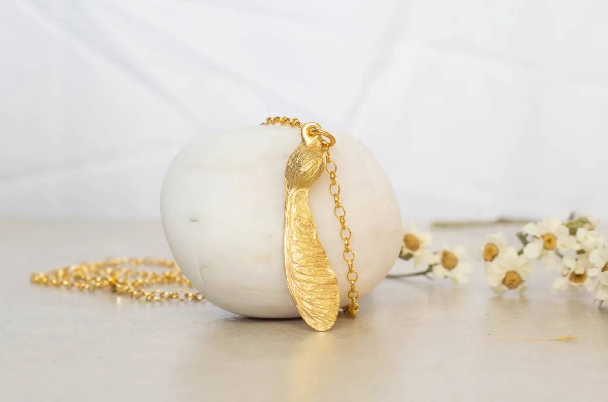 Sycamore Seed Necklace - Small - Gold Plated sold by Sophie Divett Jewelry