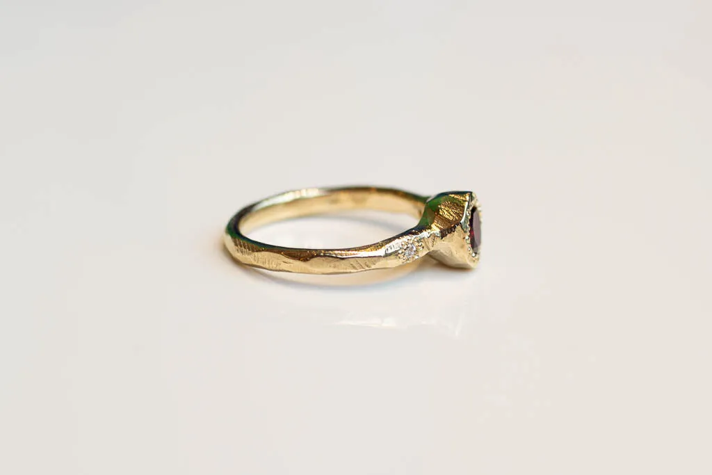 Neve ring - Yellow Gold with Garnet and Diamonds sold by Sophie Divett Jewelry product image thumbnail 3