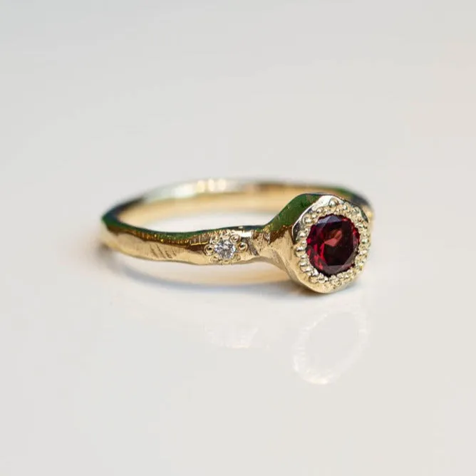 Neve ring - Yellow Gold with Garnet and Diamonds sold by Sophie Divett Jewelry product image thumbnail 2