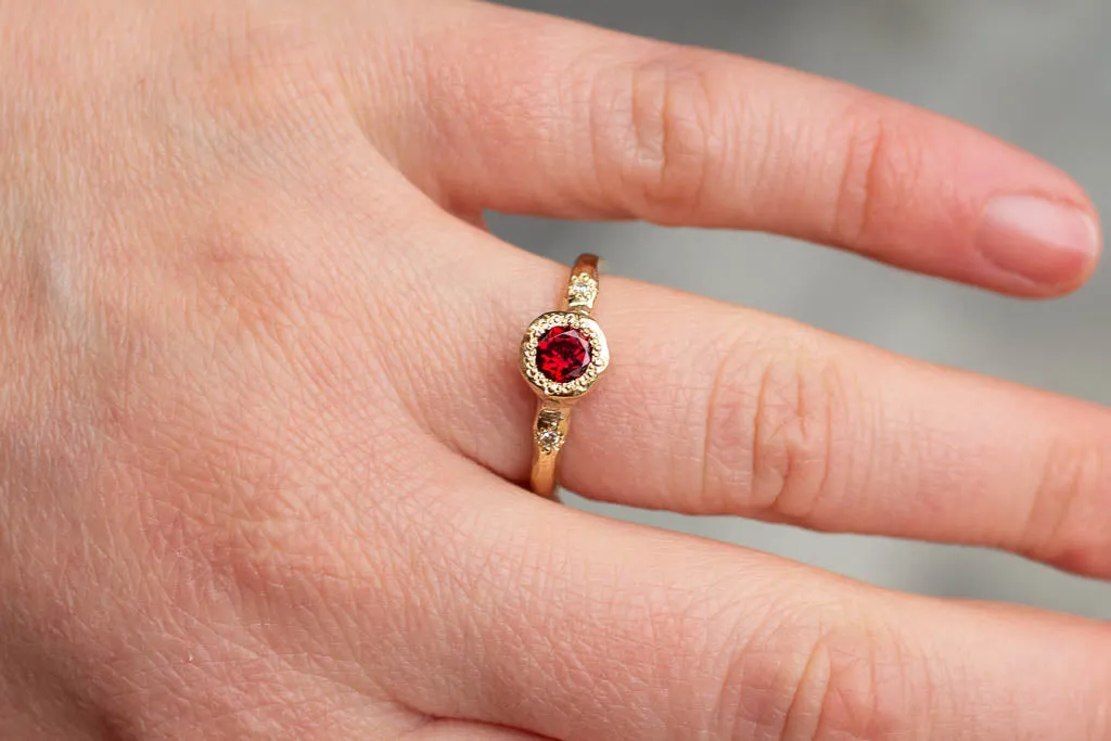 Neve ring - Yellow Gold with Garnet and Diamonds sold by Sophie Divett Jewelry product image thumbnail 5