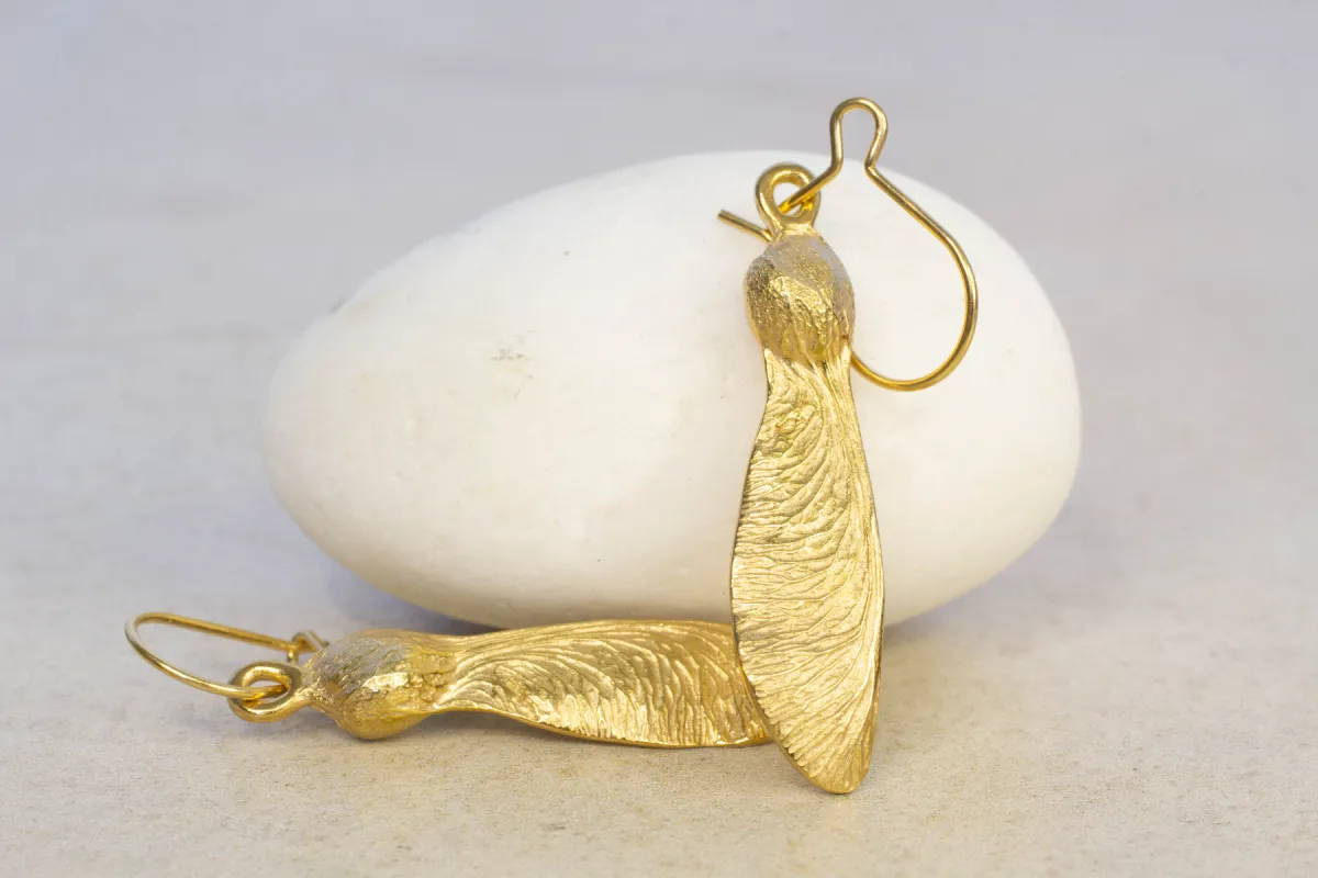 Sycamore Seed Earrings - Gold Plated sold by Sophie Divett Jewelry
