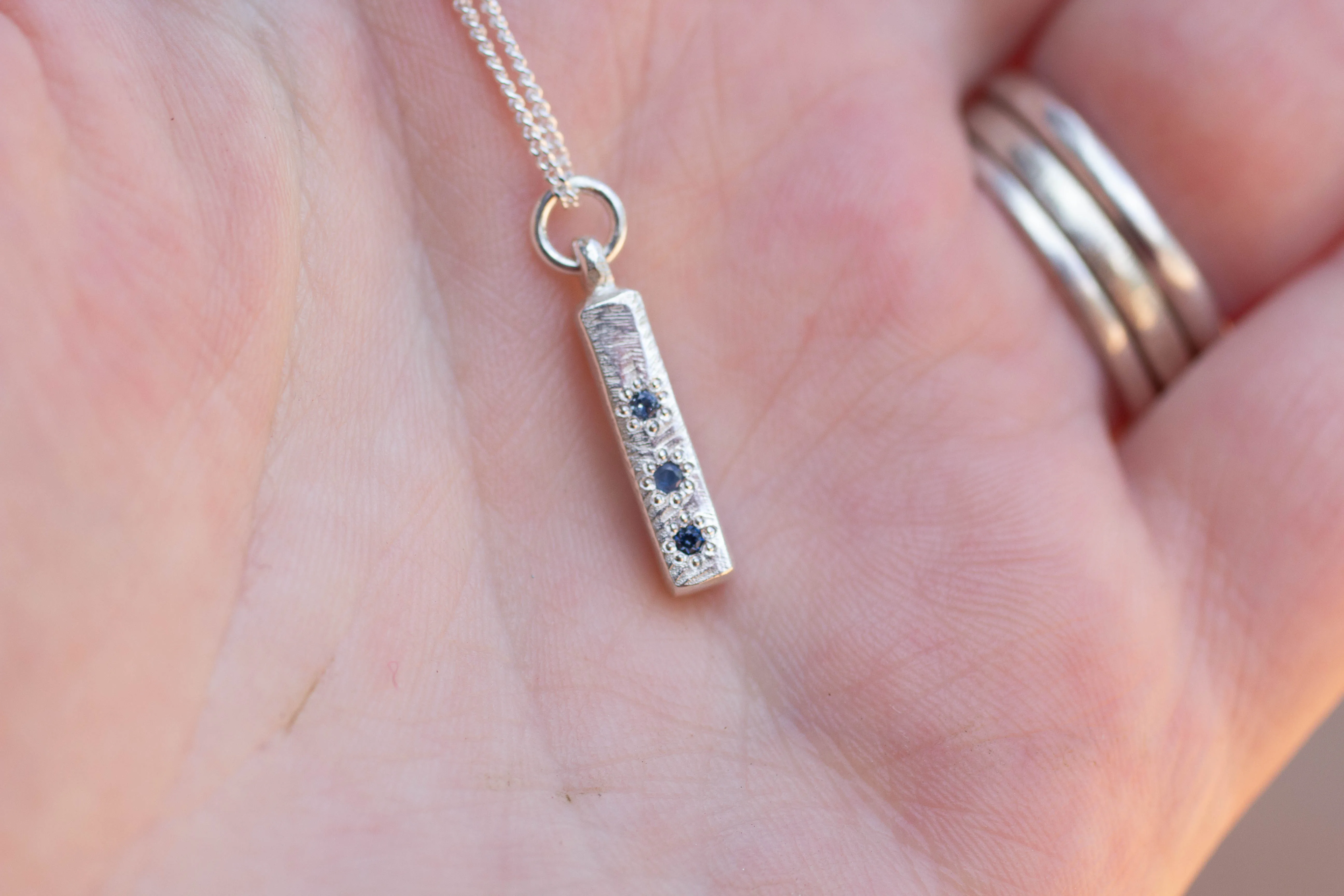 Pillar Pendant - Silver with Blue Sapphires sold by Sophie Divett Jewelry product image thumbnail 4