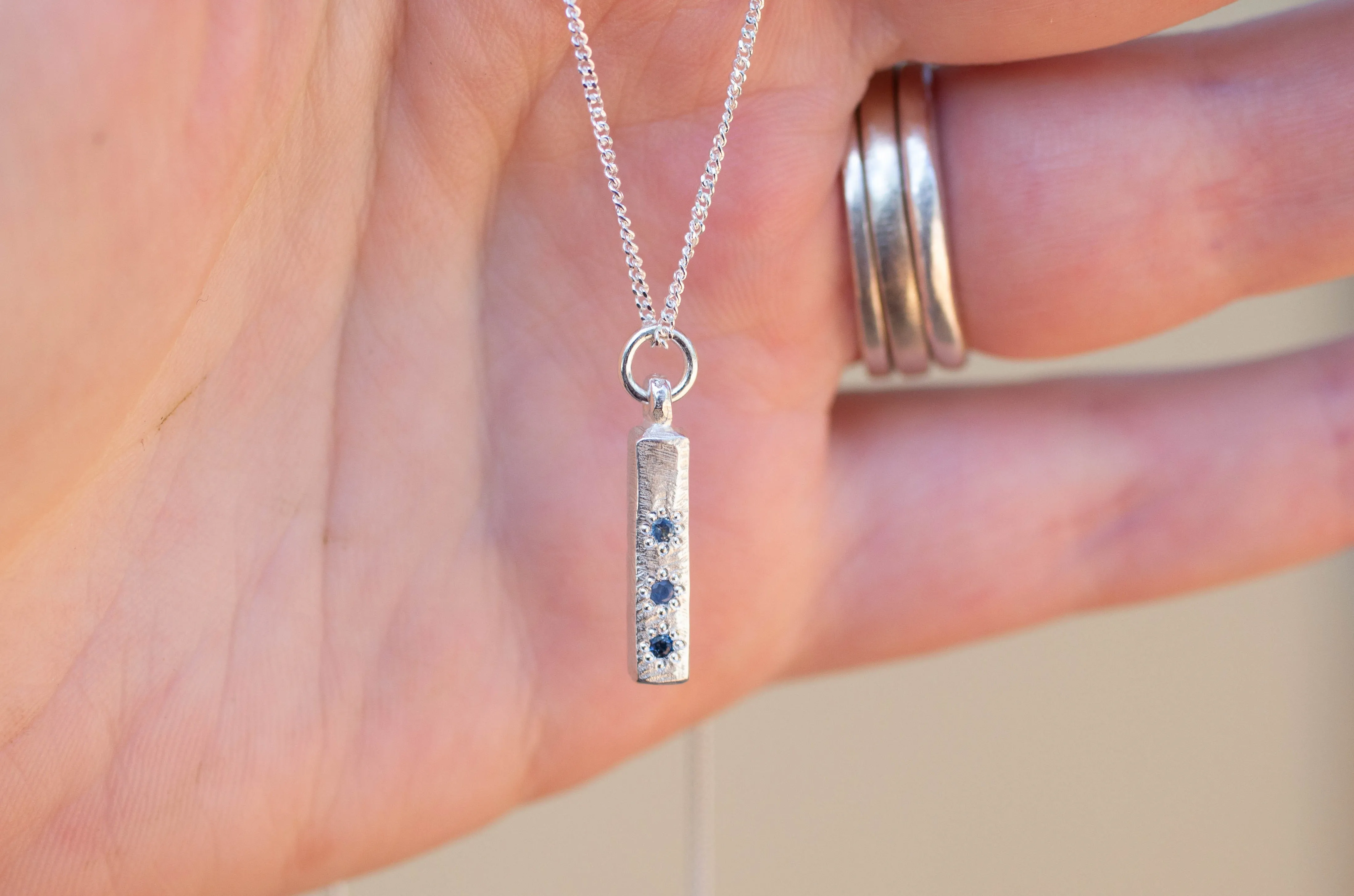 Pillar Pendant - Silver with Blue Sapphires sold by Sophie Divett Jewelry product image thumbnail 2