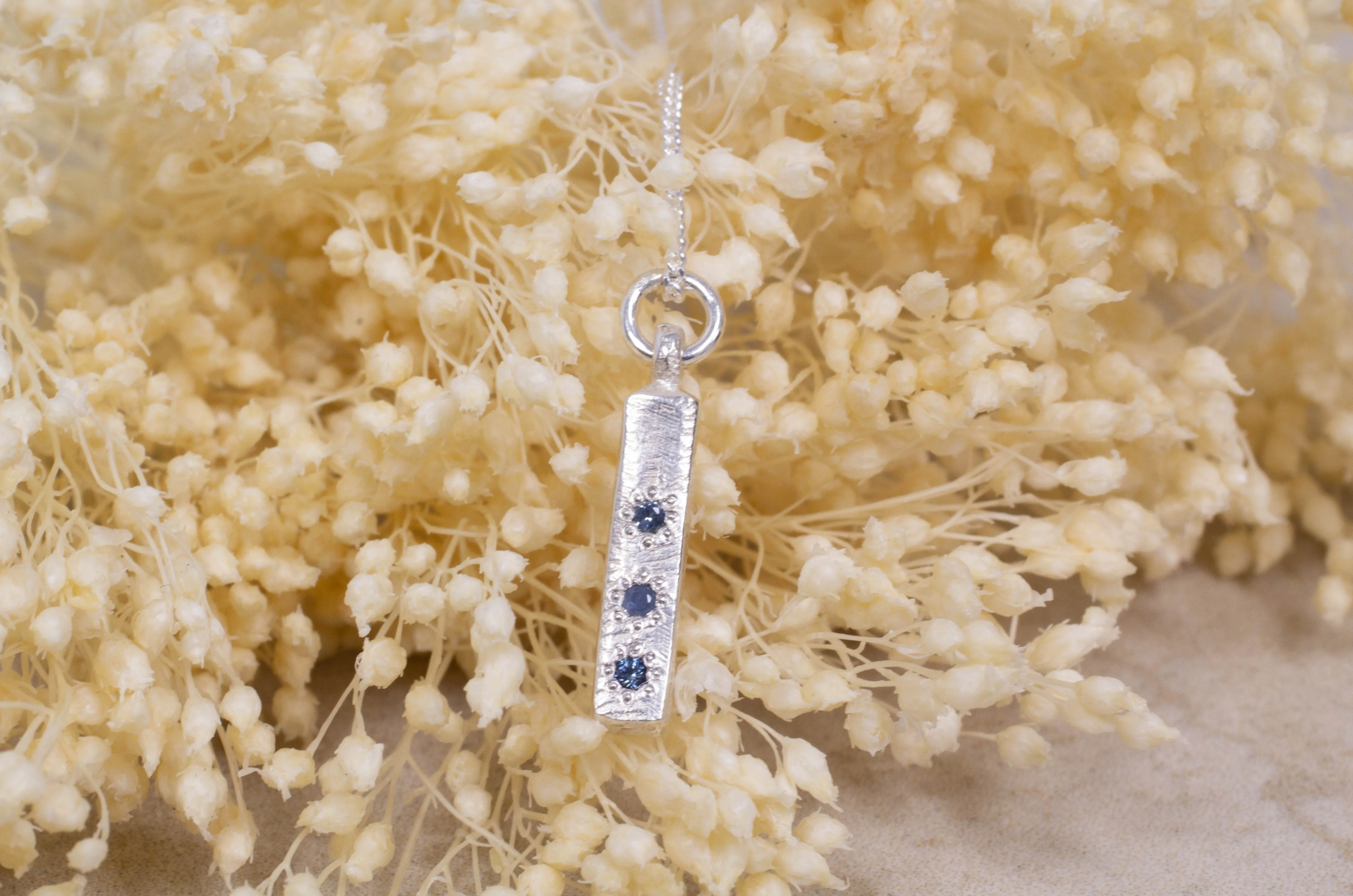 Pillar Pendant - Silver with Blue Sapphires sold by Sophie Divett Jewelry