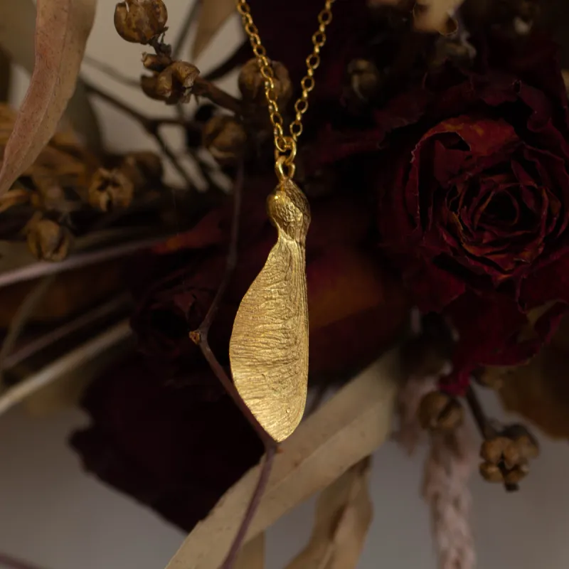 Sycamore Seed Necklace - Large - Gold Plated sold by Sophie Divett Jewelry