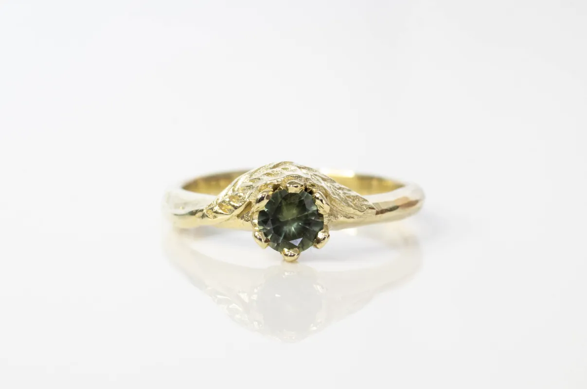 Cybele Ring - 14 carat Yellow Gold with Green Sapphire sold by Sophie Divett Jewelry