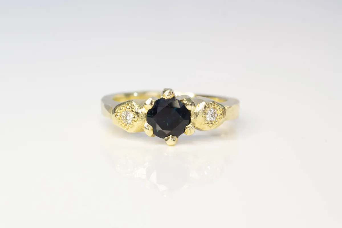 Selene Ring - 14ct Yellow Gold with Green-Blue Sapphire sold by Sophie Divett Jewelry