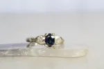 Thalia Ring - 14ct White Gold with Blue-Green Sapphire and Diamonds sold by Sophie Divett Jewelry