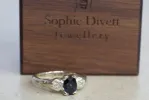 Thalia Ring - 14ct White Gold with Blue-Green Sapphire and Diamonds sold by Sophie Divett Jewelry