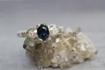 Thalia Ring - 14ct White Gold with Blue-Green Sapphire and Diamonds sold by Sophie Divett Jewelry