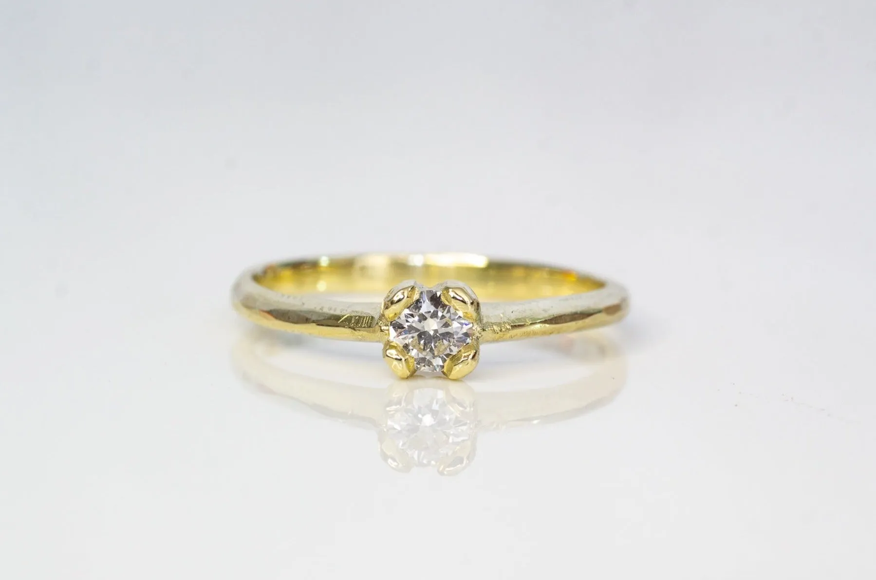 Droplet Ring - 14ct Yellow Gold with White Recycled Diamond sold by Sophie Divett Jewelry