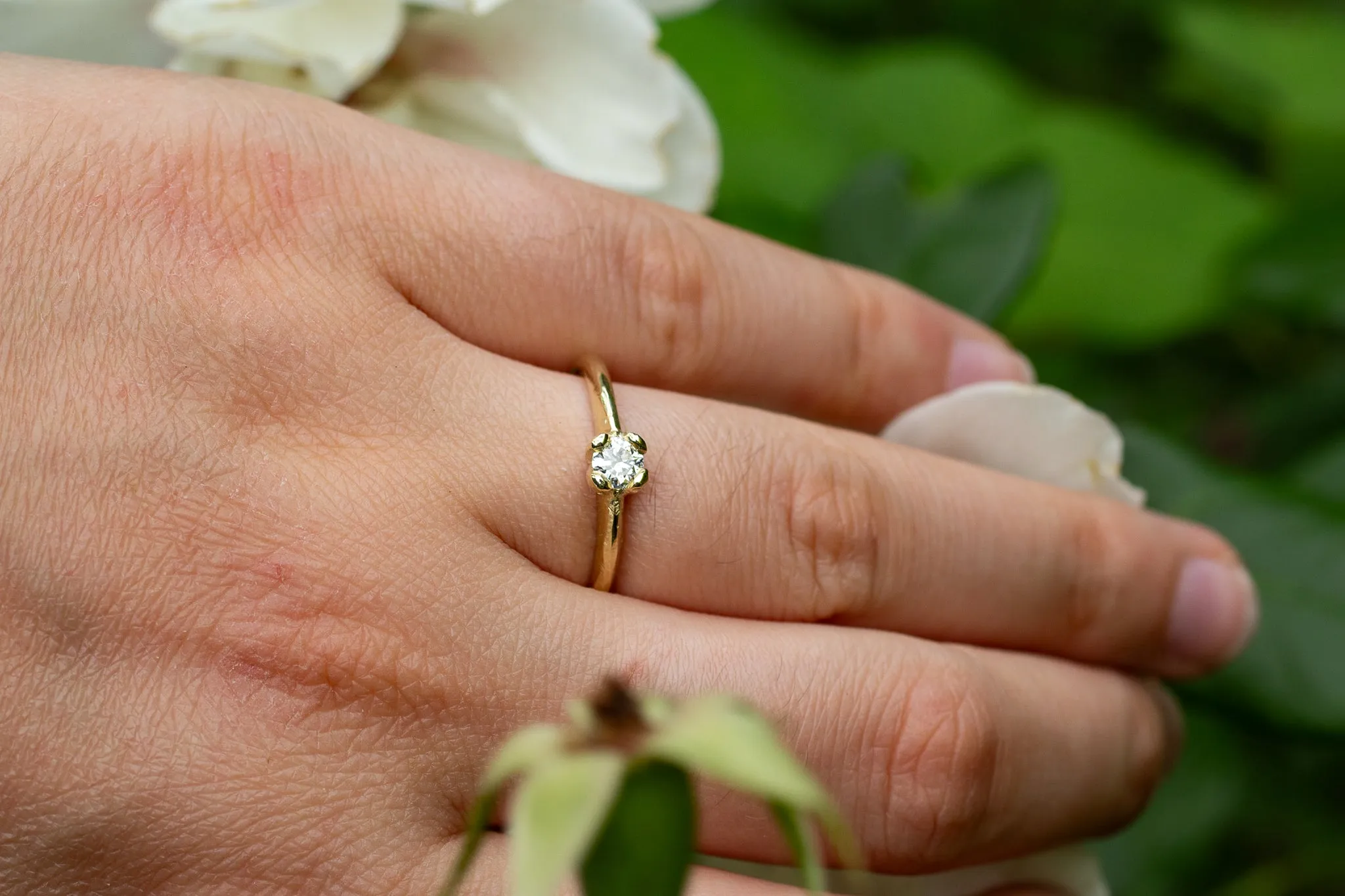 Droplet Ring - 14ct Yellow Gold with White Recycled Diamond sold by Sophie Divett Jewelry product image thumbnail 4