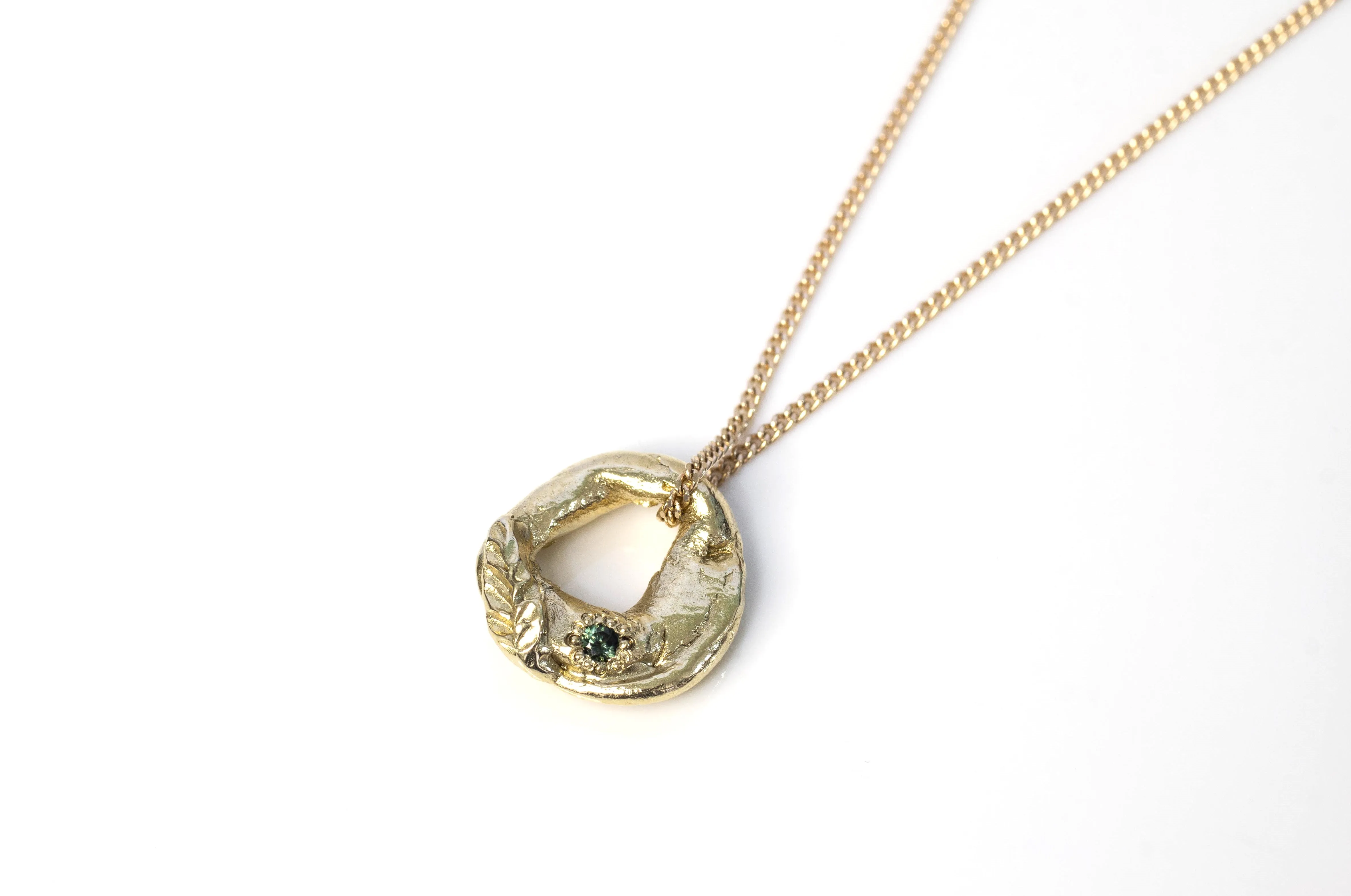 Circle Pendant with Leaf - Yellow Gold sold by Sophie Divett Jewelry product image thumbnail 2