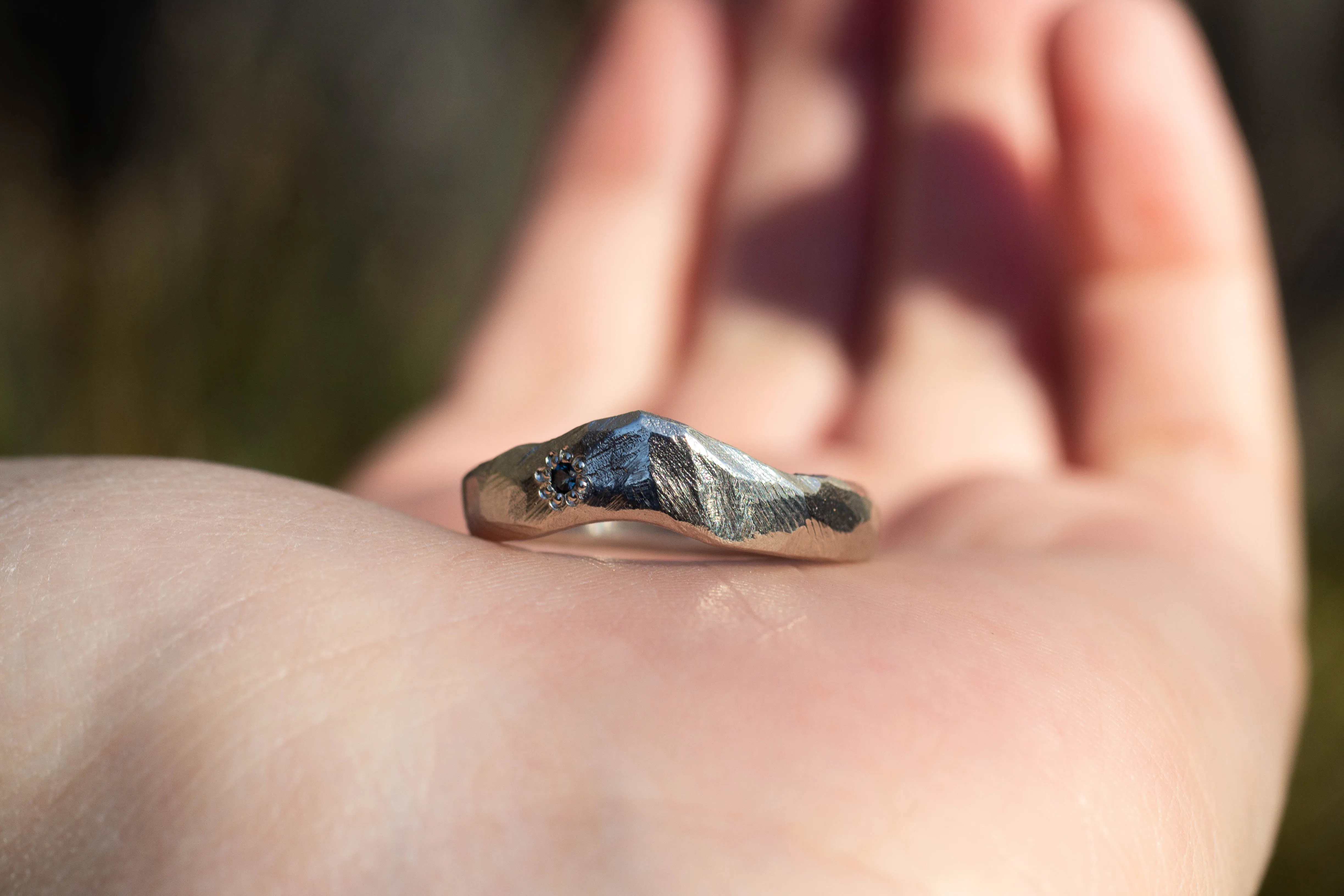 Mountain Fitted Band with Gem - White Gold sold by Sophie Divett Jewelry product image thumbnail 5