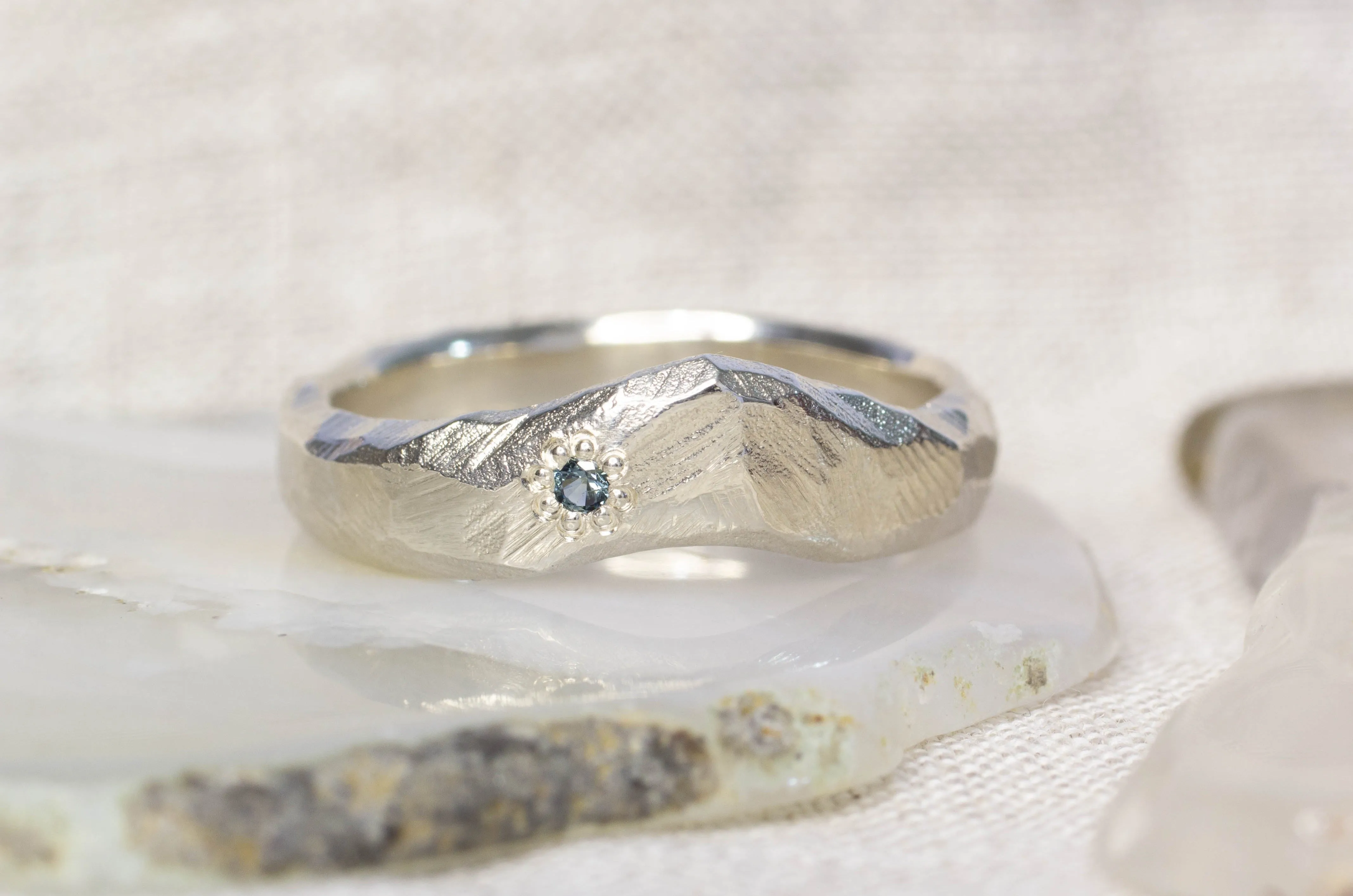 Mountain Fitted Band with Gem - White Gold sold by Sophie Divett Jewelry product image thumbnail 2