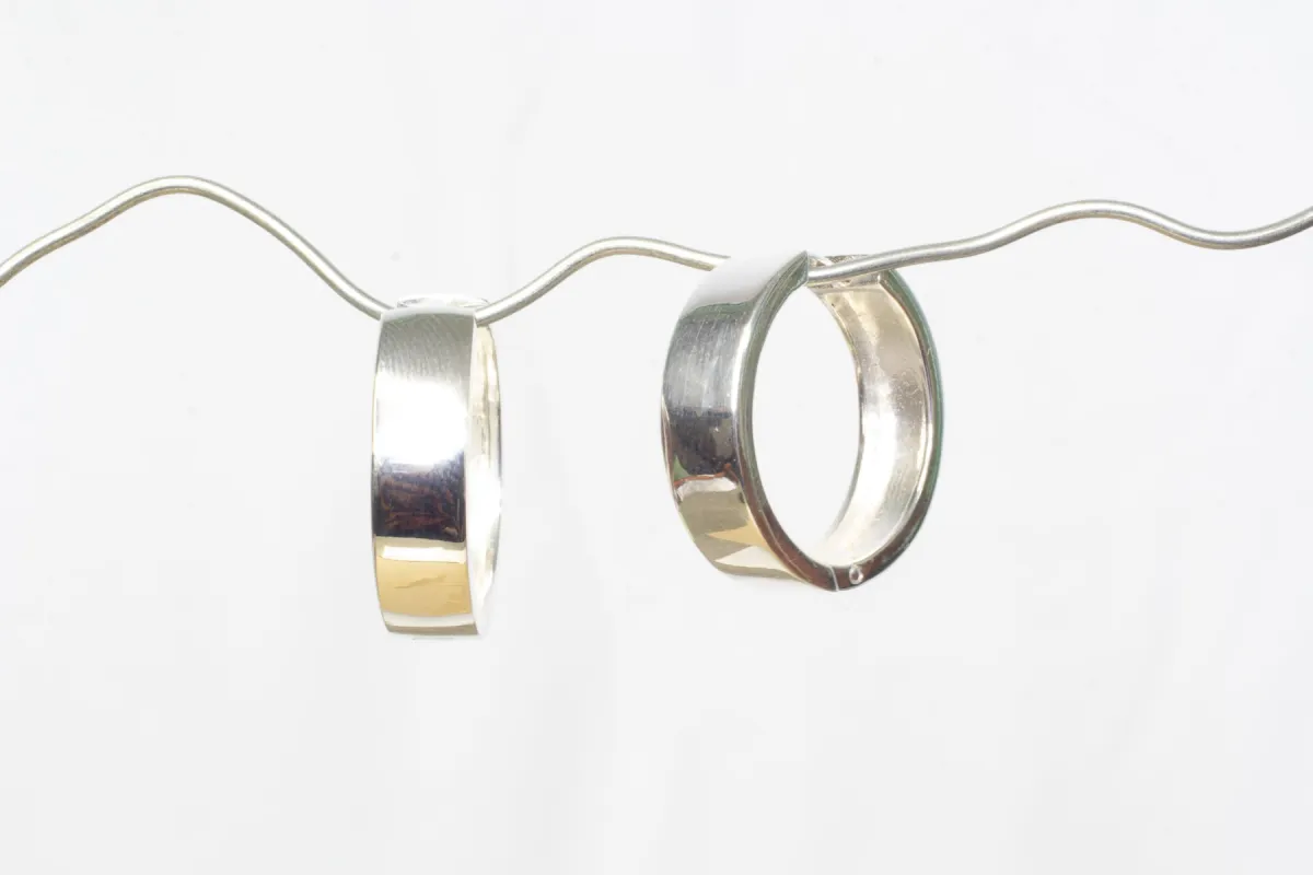 Plain Round Huggie Earrings - 22x6mm - Sterling Silver sold by Sophie Divett Jewelry