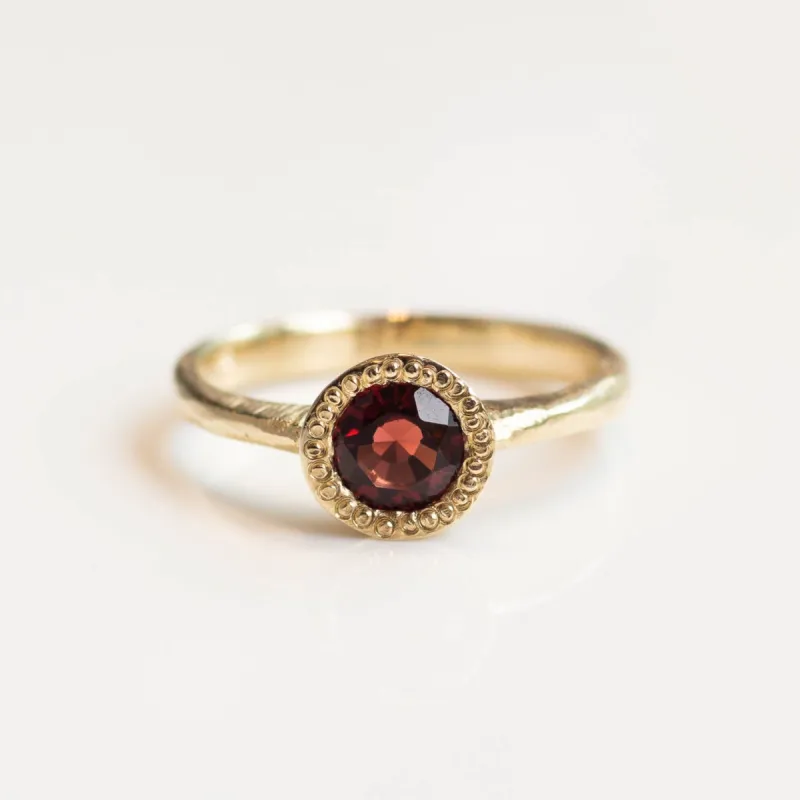 Lota Ring - Yellow Gold with Garnet sold by Sophie Divett Jewelry