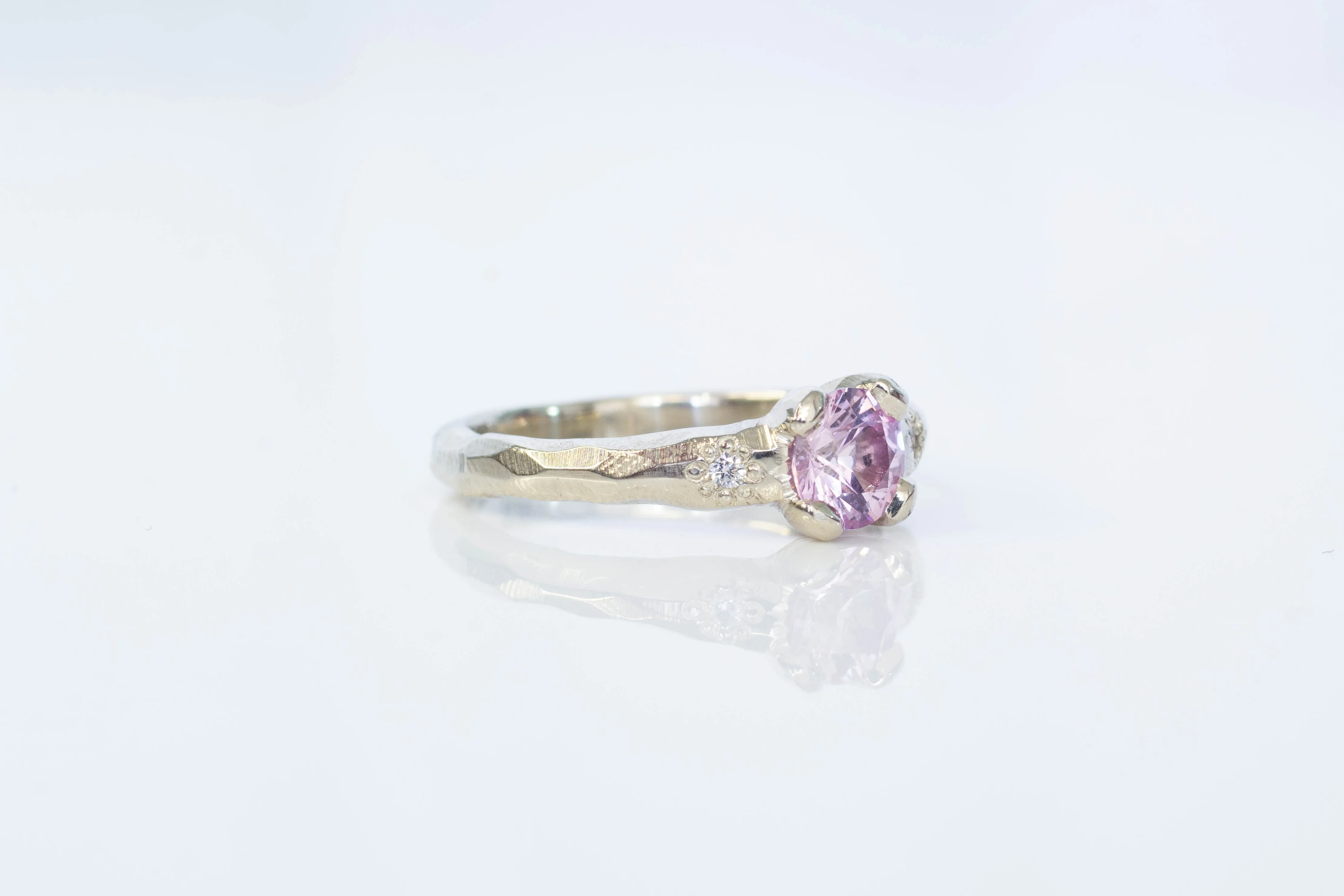 Mira Ring - 14ct White Gold with Pink Sapphire and Diamonds sold by Sophie Divett Jewelry product image thumbnail 3