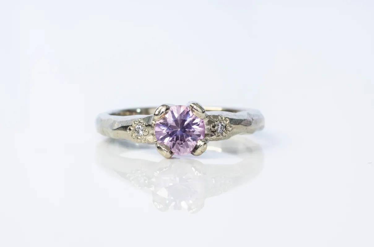 Mira Ring - 14ct White Gold with Pink Sapphire and Diamonds sold by Sophie Divett Jewelry