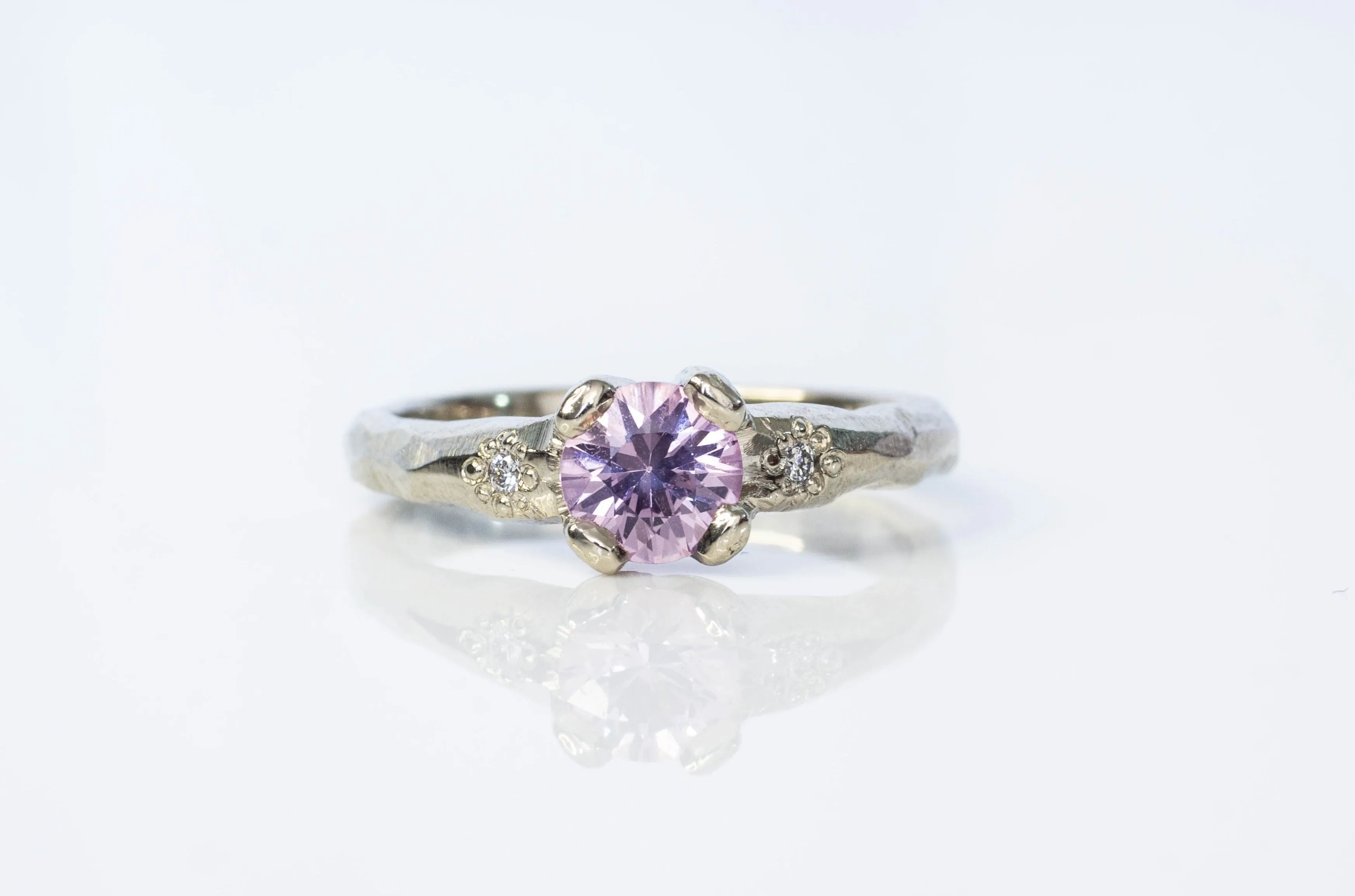 Mira Ring - 14ct White Gold with Pink Sapphire and Diamonds sold by Sophie Divett Jewelry