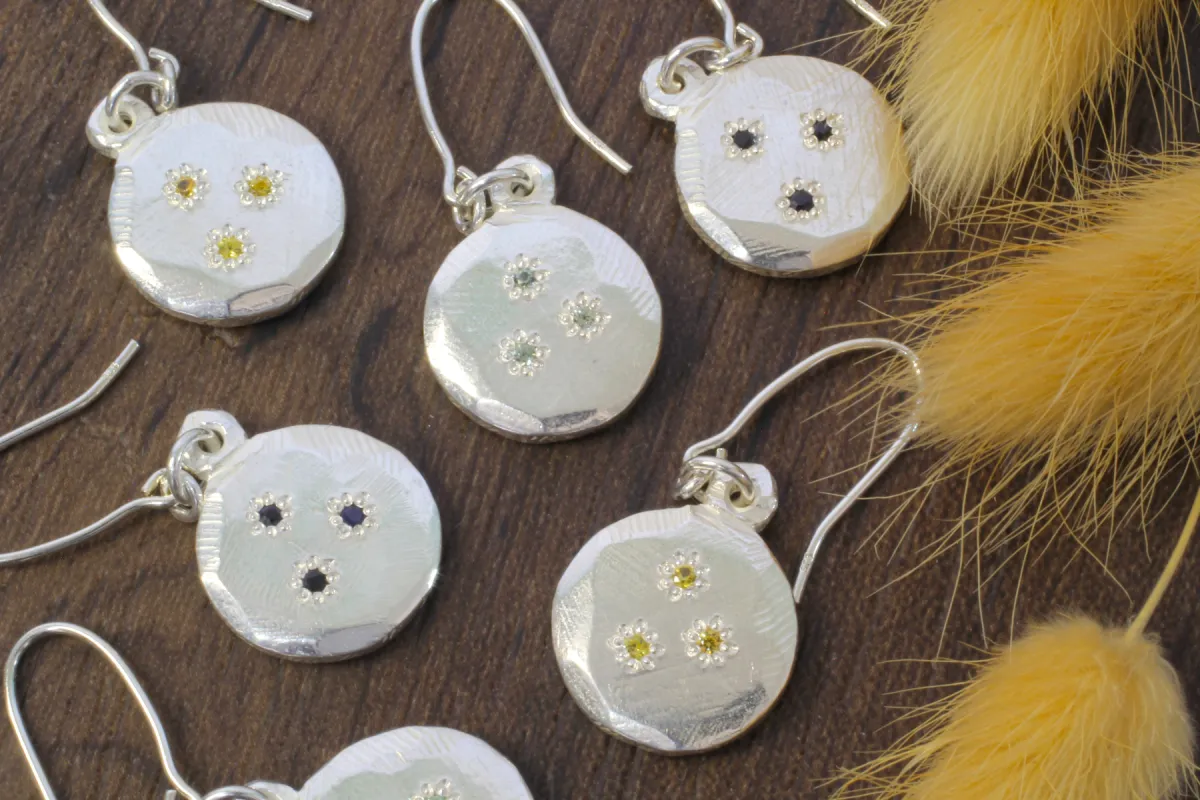 Callisto Earrings with Sapphires - Sterling Silver sold by Sophie Divett Jewelry