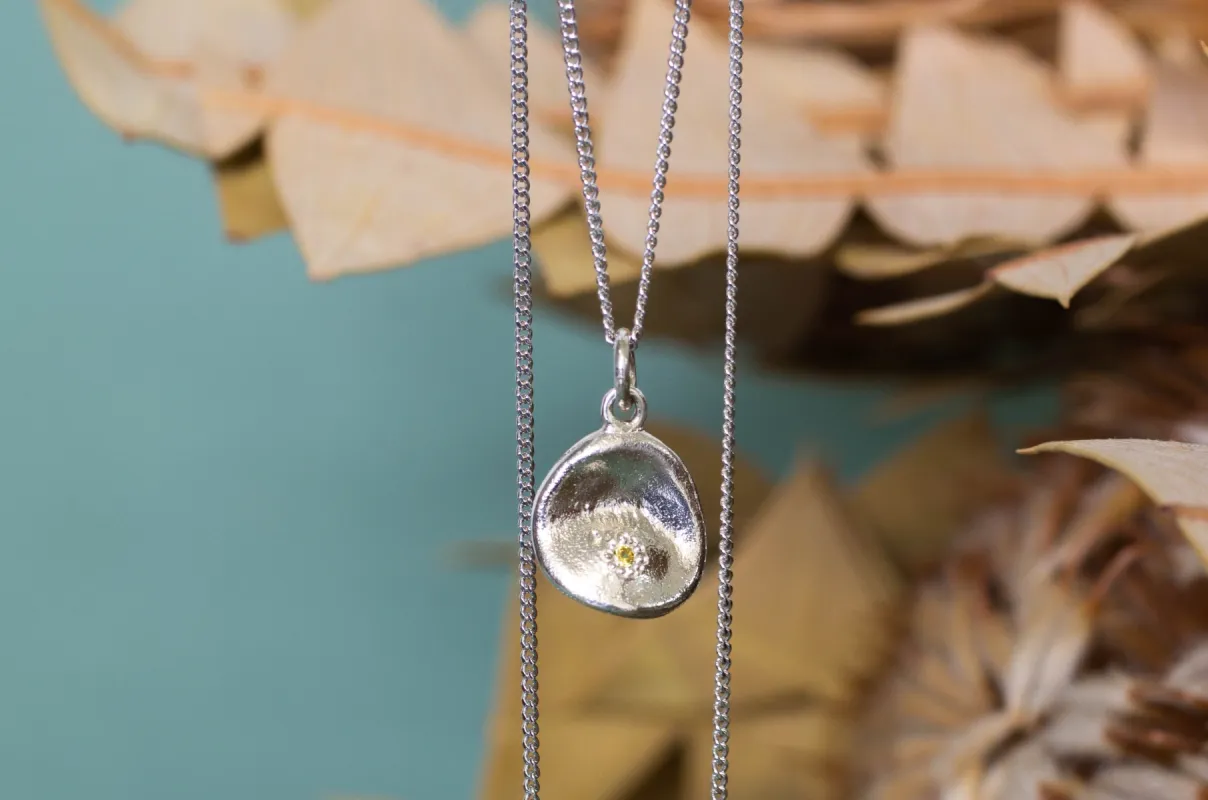 Water Drop Pendant - White Gold with Yellow Sapphire sold by Sophie Divett Jewelry