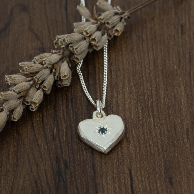 Heart Pendant - Silver with Blue Sapphire sold by Sophie Divett Jewelry