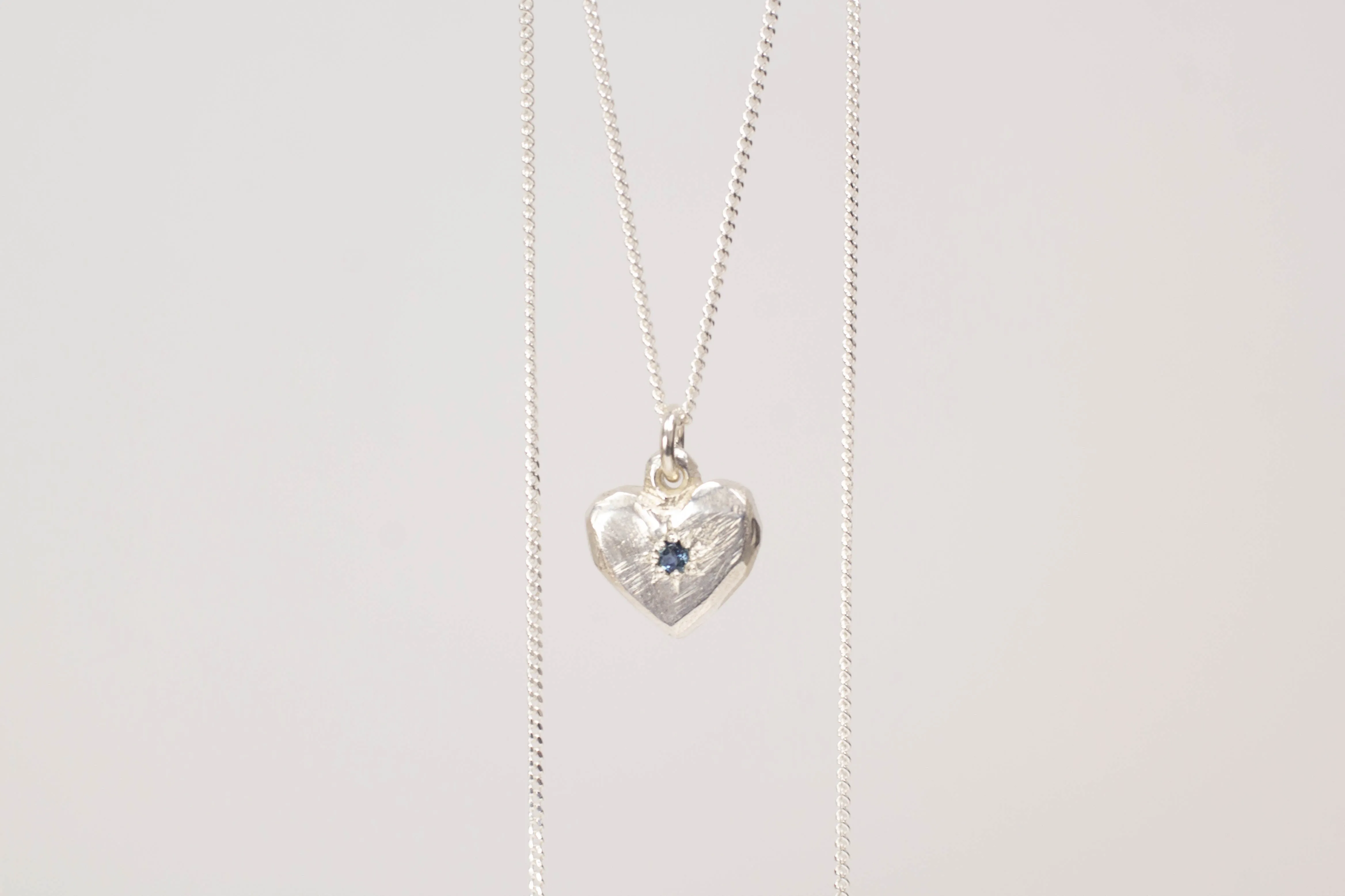 Heart Pendant - Silver with Blue Sapphire sold by Sophie Divett Jewelry product image thumbnail 3