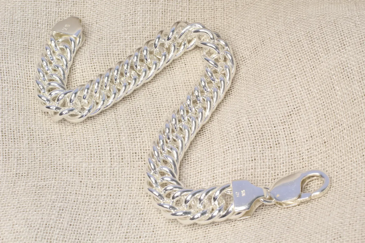 Double Curb Bracelet Chain - 10mm -  Sterling Silver sold by Sophie Divett Jewelry