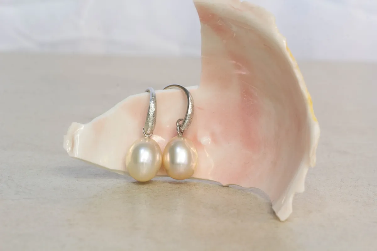 Dione Pearl Drop Hook Earrings - Pink - Sterling Silver sold by Sophie Divett Jewelry