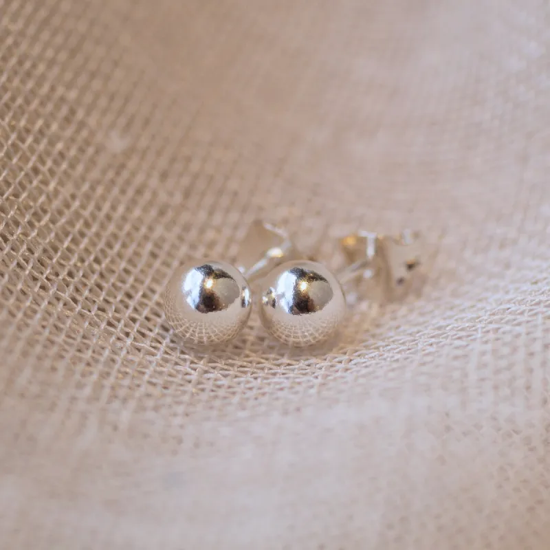 Ball stud Earrings - 5mm - Sterling Silver sold by Sophie Divett Jewelry