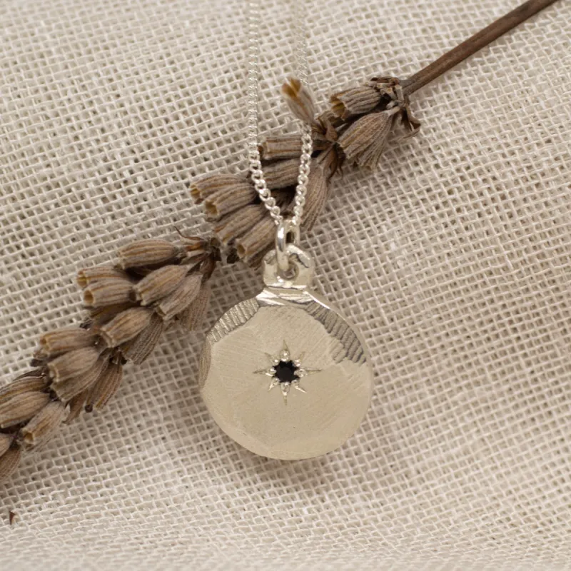 Io Pendant - Silver with Black Sapphire sold by Sophie Divett Jewelry