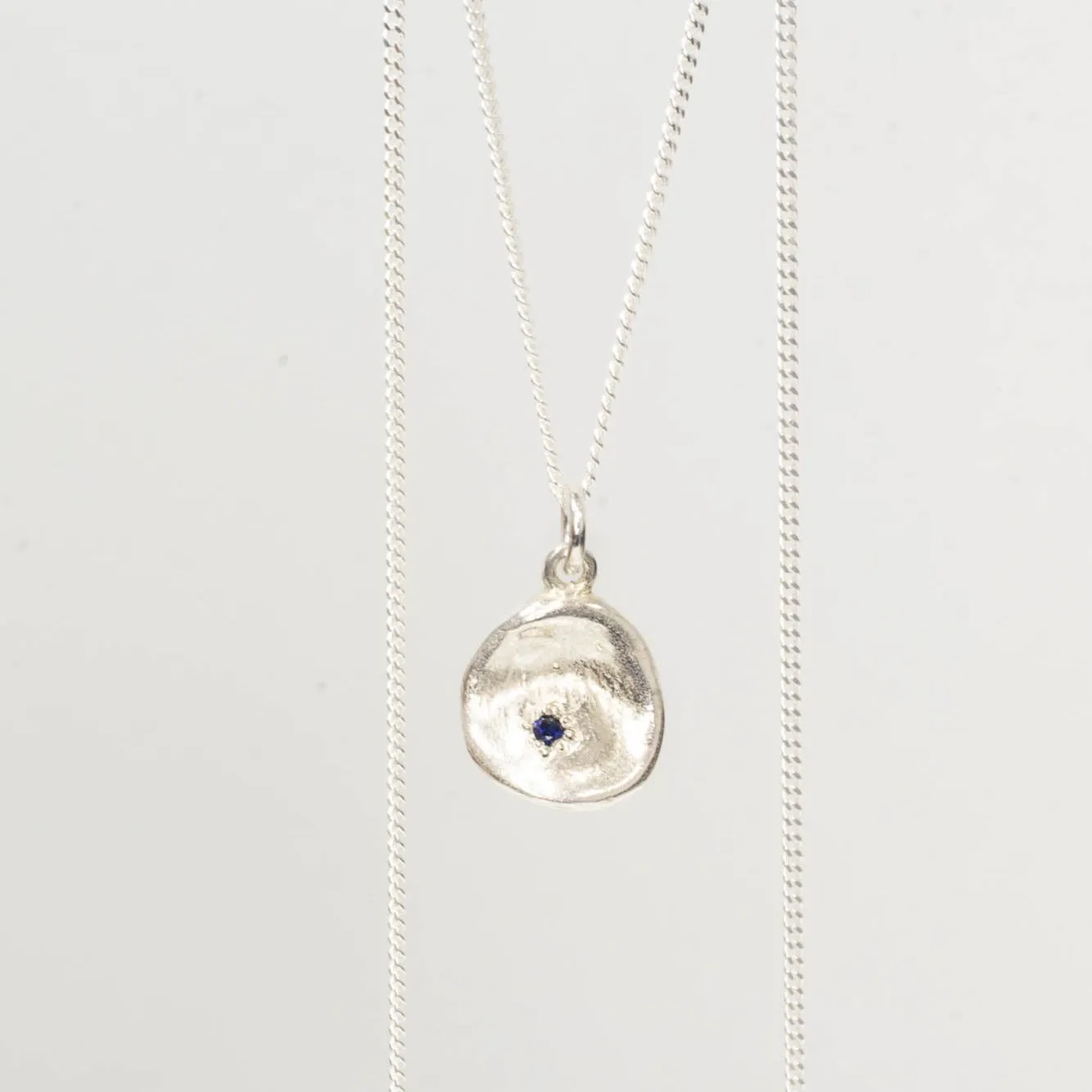 Water Drop Pendant - Sterling Silver with Sapphire sold by Sophie Divett Jewelry product image thumbnail 3