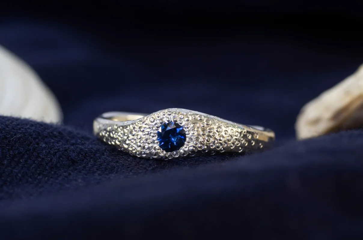 Seafoam Ring - Sterling Silver with Sapphire sold by Sophie Divett Jewelry