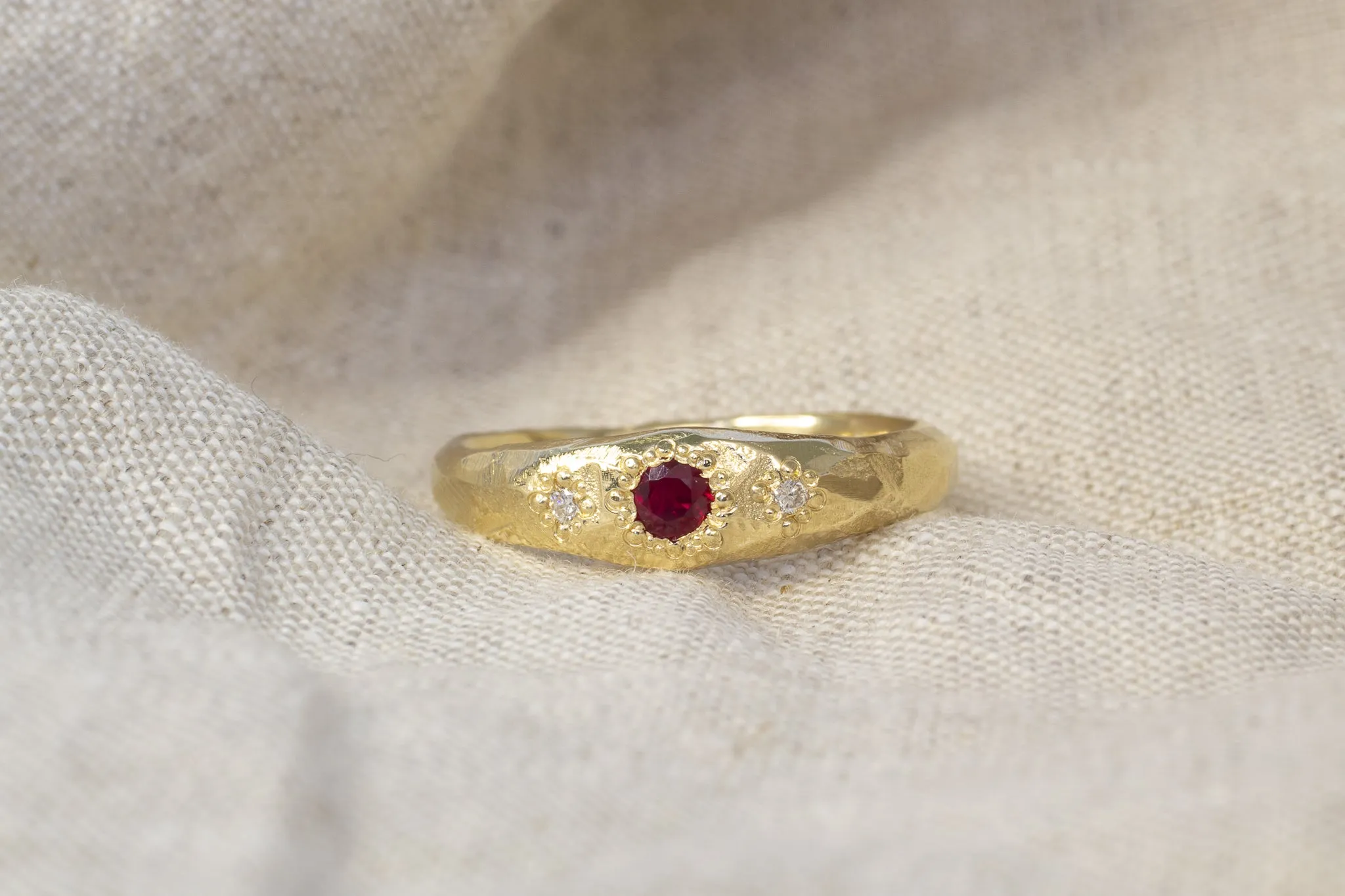 Hestia Ring - 9ct Yellow Gold with Ruby and Diamonds sold by Sophie Divett Jewelry product image thumbnail 3